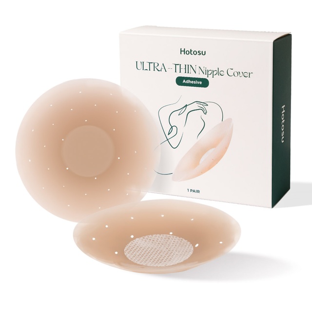 Hotosu Silicone Nipple Covers 0.02 inch Edge - Paper-thin Nipple Covers - 3inch Nude