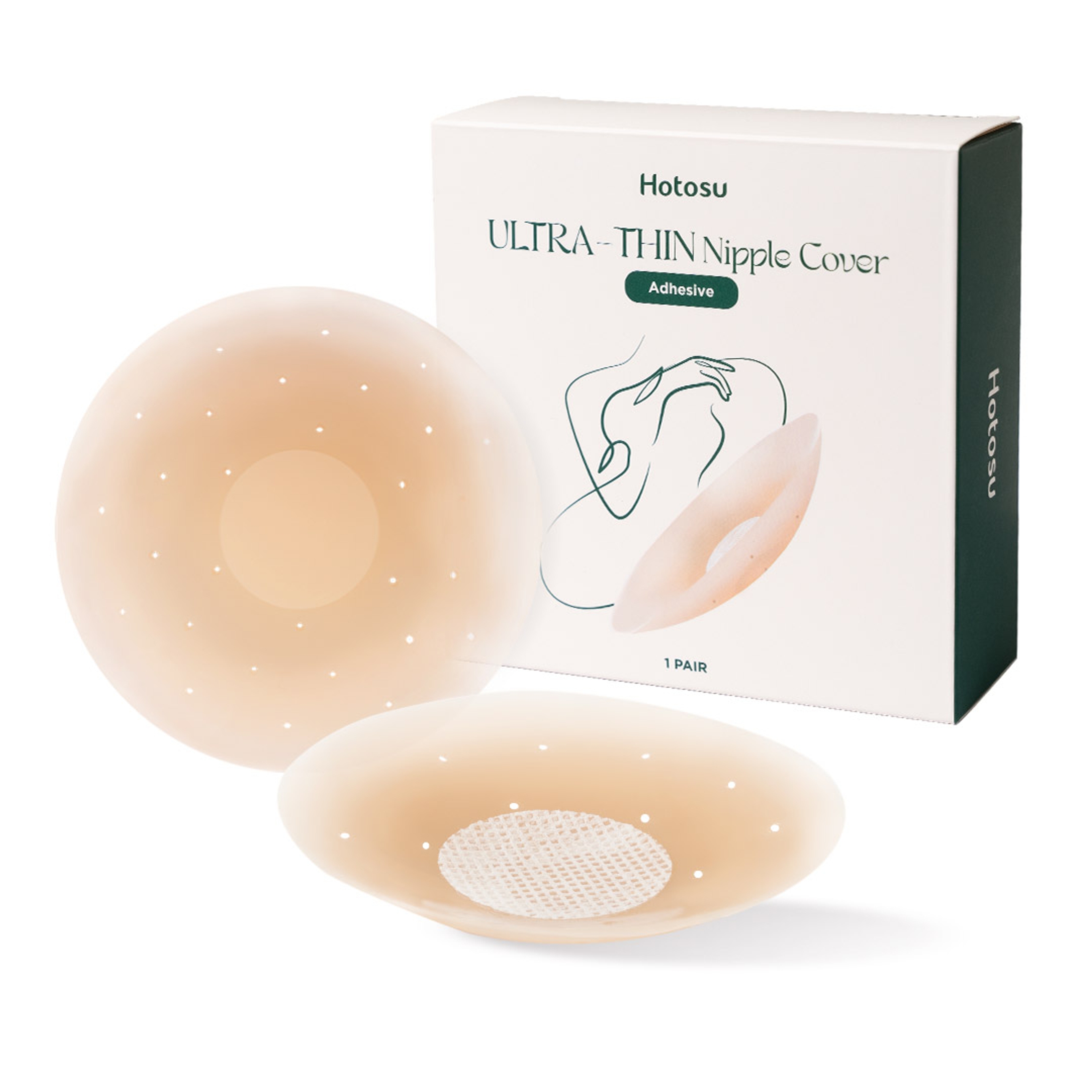 Hotosu Silicone Nipple Covers 0.02 inch Edge - Paper-thin Nipple Covers - 3inch Creme 1