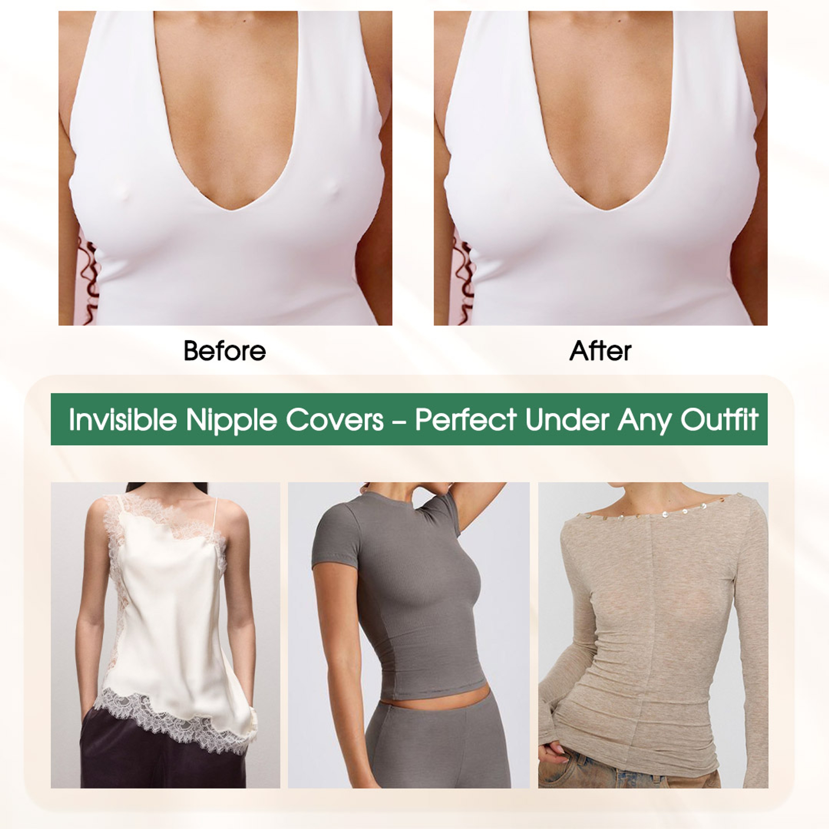 Hotosu Silicone Nipple Covers 0.02 inch Edge - Paper-thin Nipple Covers - 3inch Creme 8