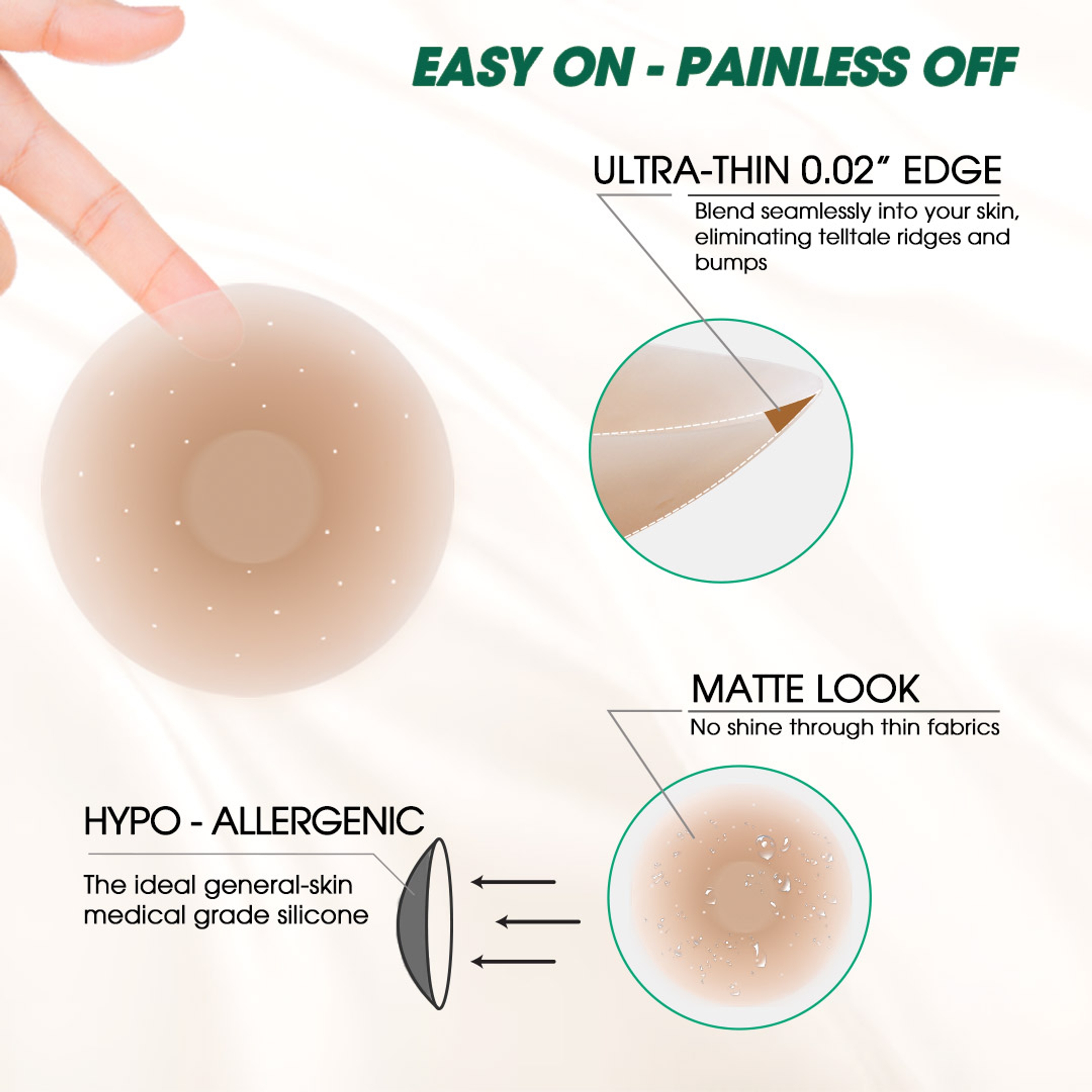 Hotosu Silicone Nipple Covers 0.02 inch Edge - Paper-thin Nipple Covers - 4inch Nude 4
