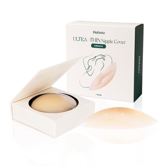 Hotosu Silicone Nipple Covers 0.02 inch Edge - Paper-thin Nipple Covers - 4inch Creme