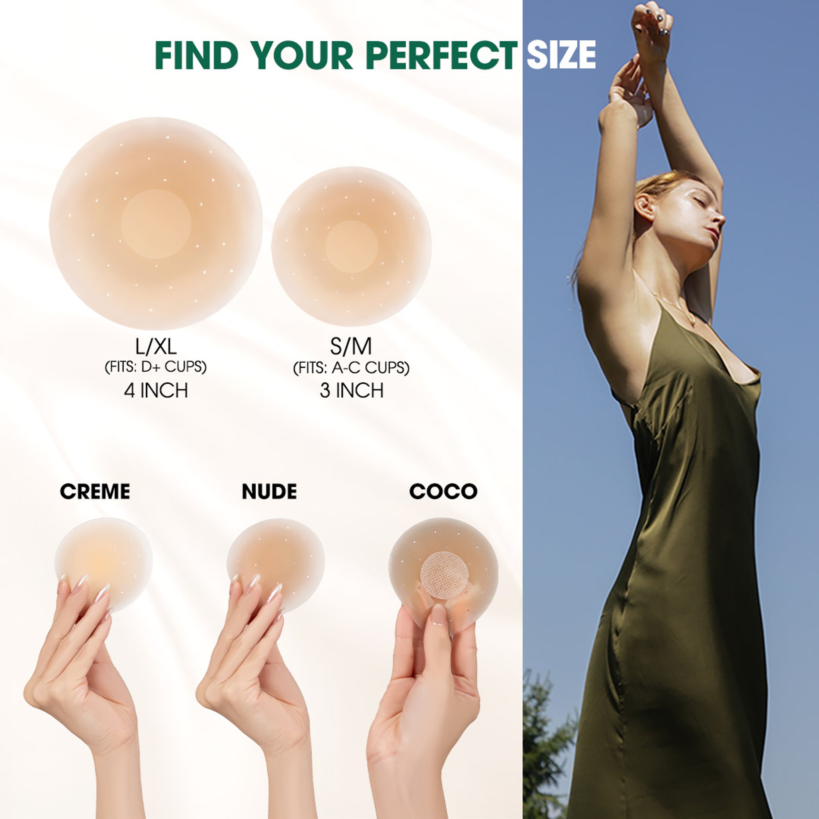 Hotosu Silicone Nipple Covers 0.02 inch Edge - Paper-thin Nipple Covers - 4inch Creme 6