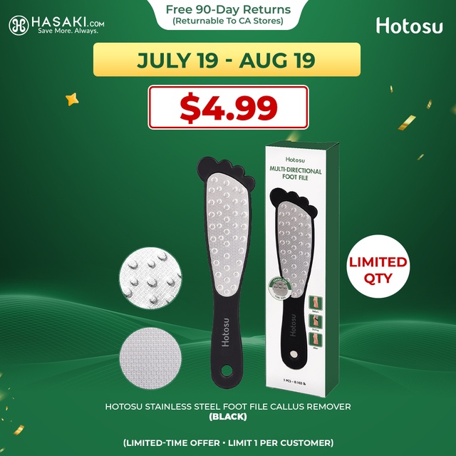Hotosu Stainless Steel Foot File Callus Remover (Black)