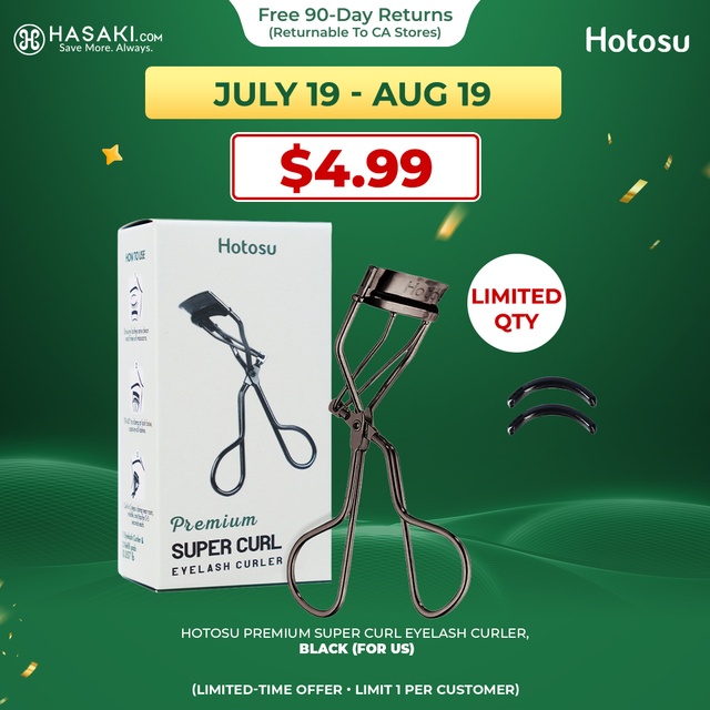 Hotosu Premium Super Curl Eyelash Curler, Black (for US)