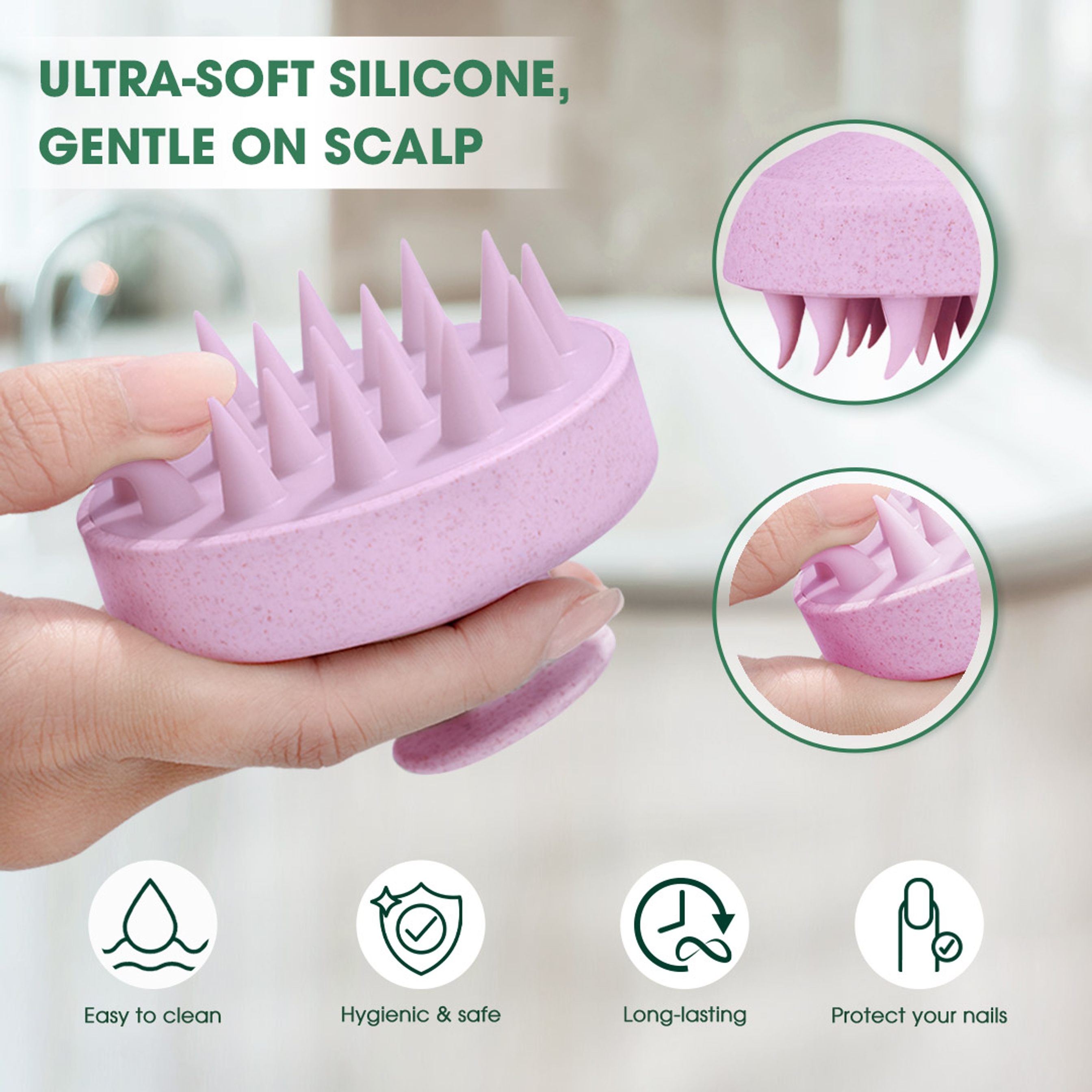 Hotosu Silicone Scalp Massager Brush for Hair Growth (Pink) 5