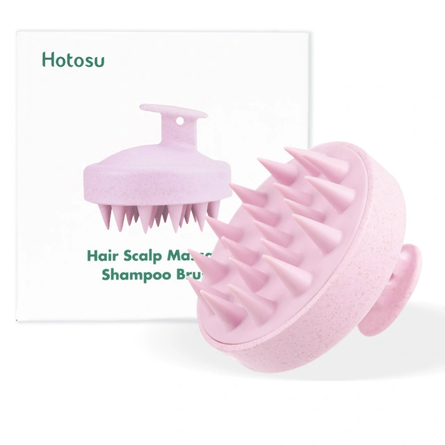 Hotosu Silicone Scalp Massager Brush for Hair Growth (Pink)