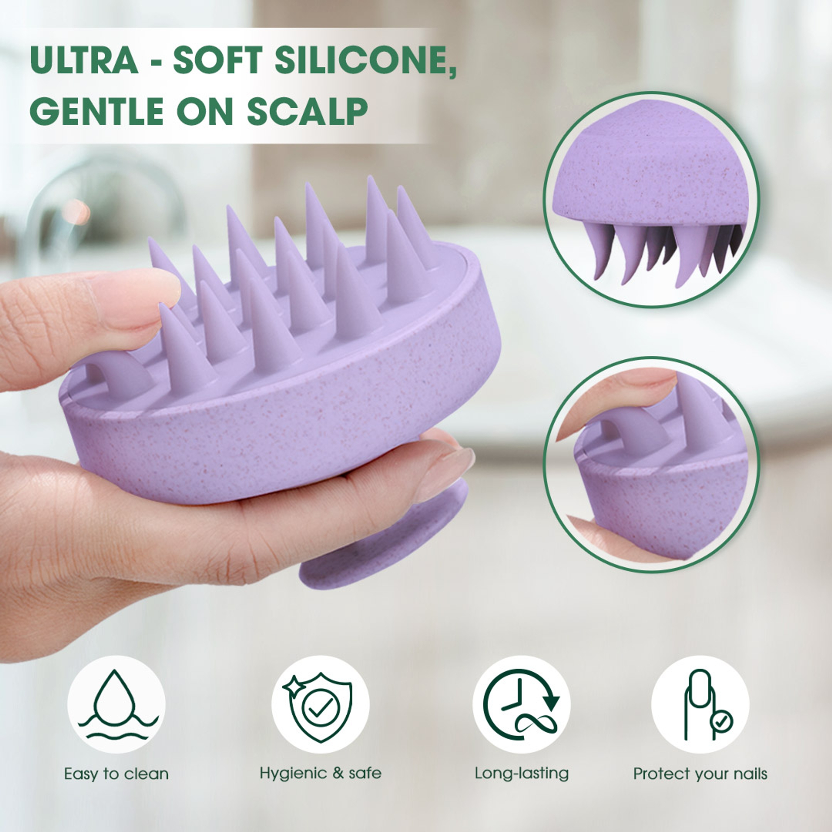 Hotosu Silicone Scalp Massager Brush for Hair Growth (Purple) 3