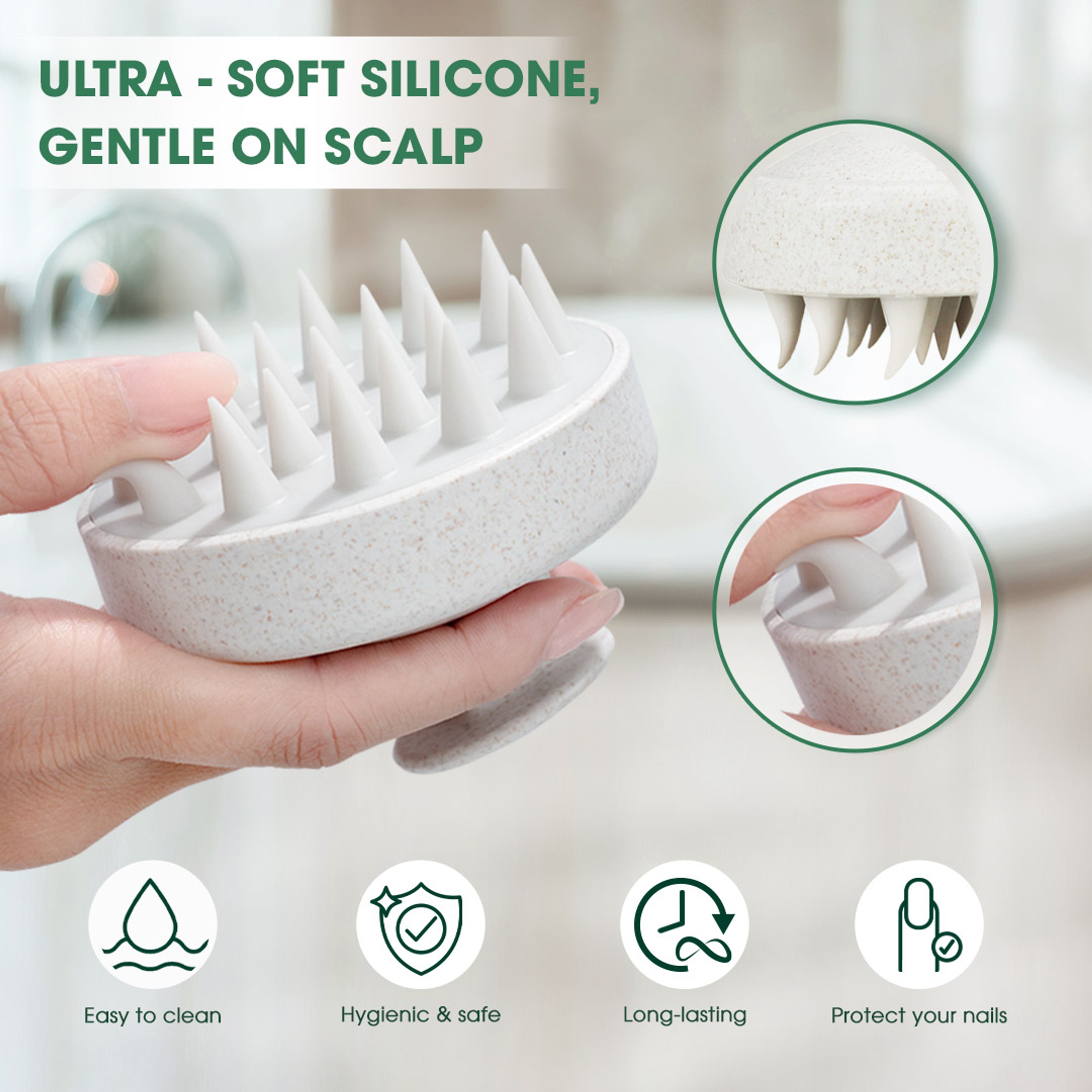 Hotosu Silicone Scalp Massager Brush for Hair Growth (White) 3