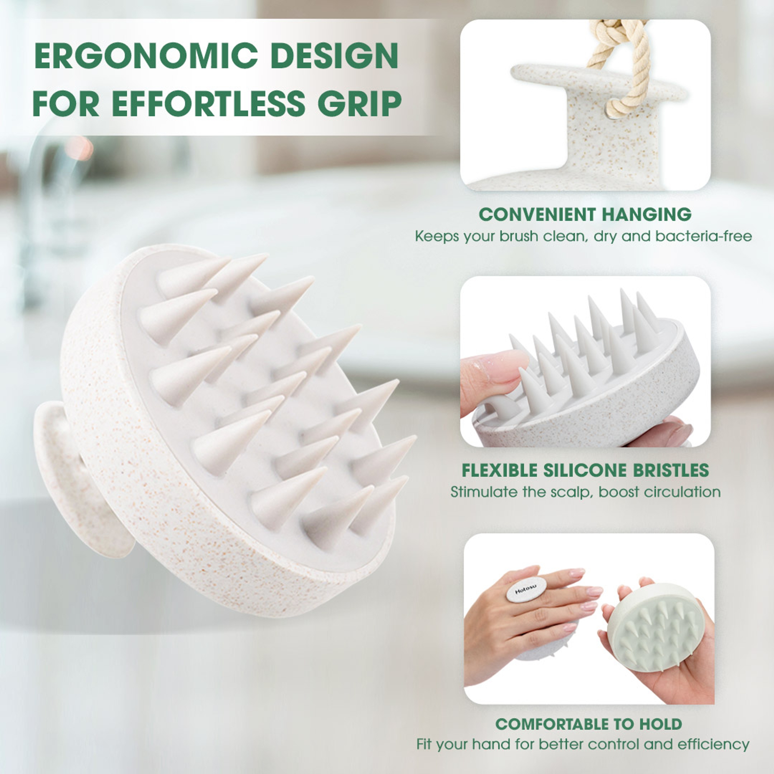 Hotosu Silicone Scalp Massager Brush for Hair Growth (White) 5