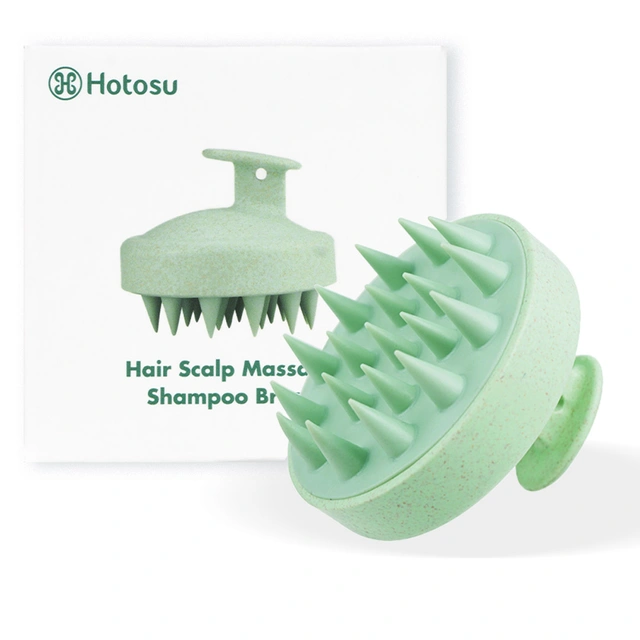 Hotosu Silicone Scalp Massager Brush for Hair Growth (Green)