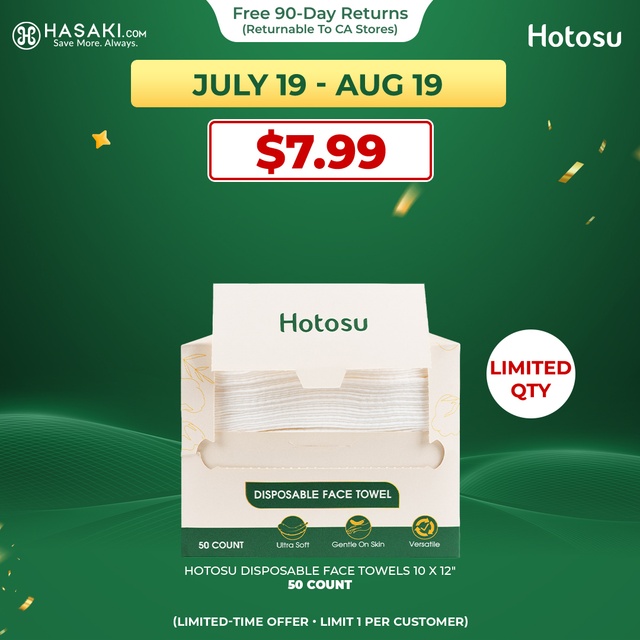 Hotosu Disposable Face Towels 10 x 12" – 50 Count