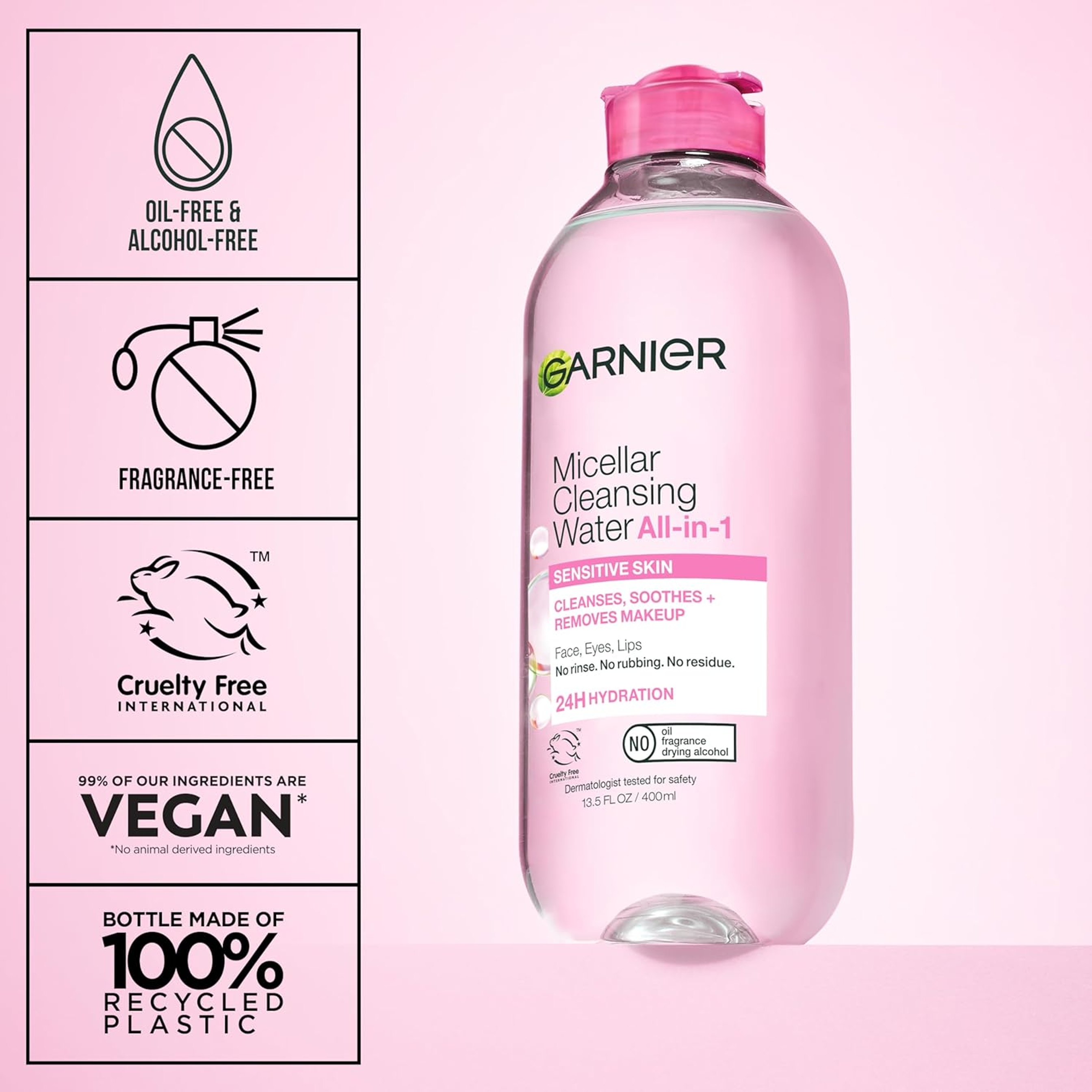 Garnier Micellar Cleansing Water All-in-1 13.5 fl.oz - Hydrating Facial Cleanser & Makeup Remover for Sensitive Skin 8