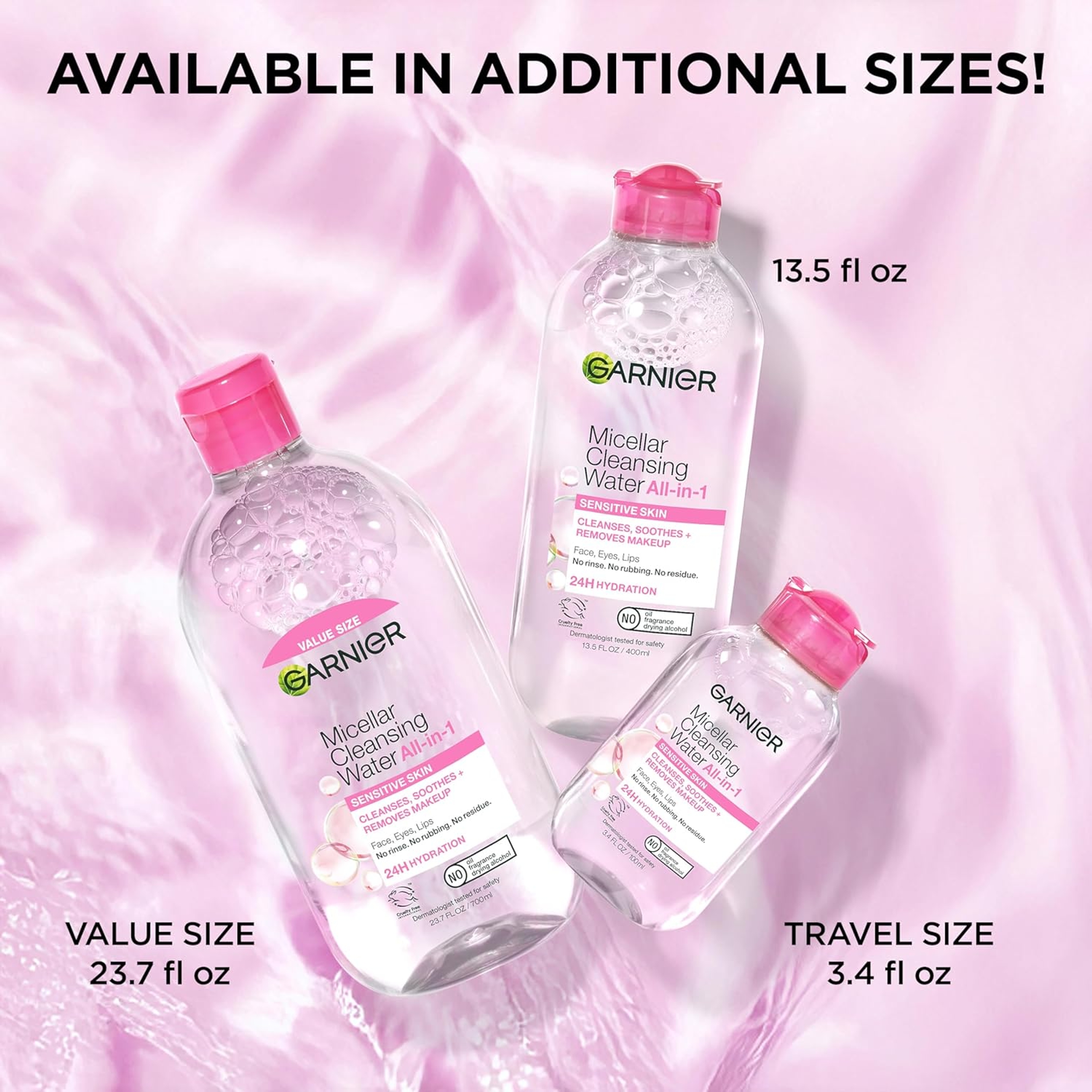 Garnier Micellar Cleansing Water All-in-1 13.5 fl.oz - Hydrating Facial Cleanser & Makeup Remover for Sensitive Skin 10