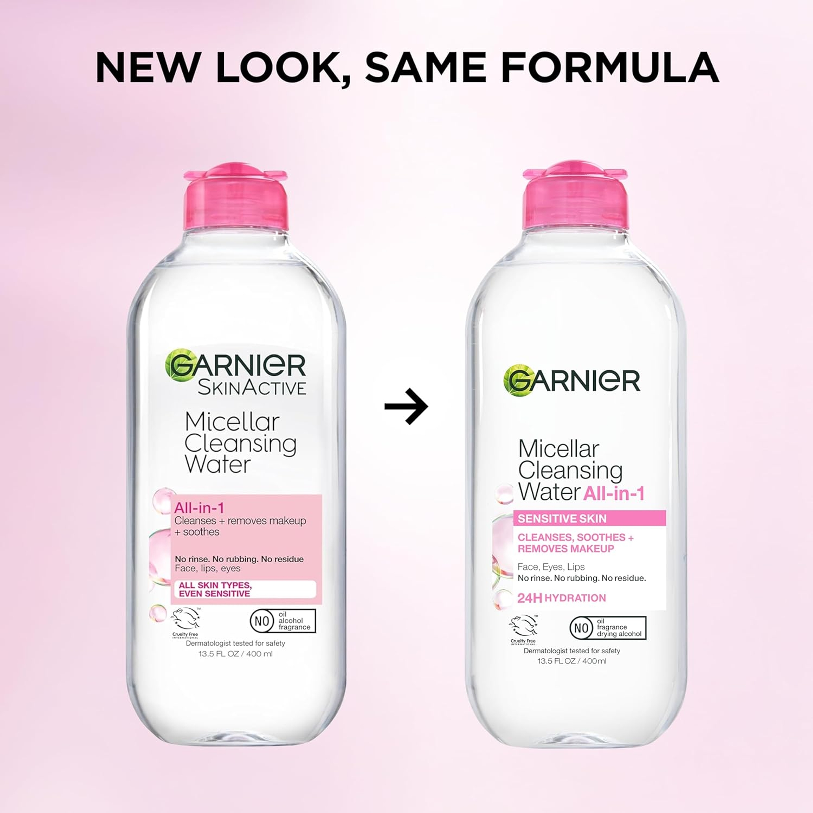 Garnier Micellar Cleansing Water All-in-1 13.5 fl.oz - Hydrating Facial Cleanser & Makeup Remover for Sensitive Skin 2