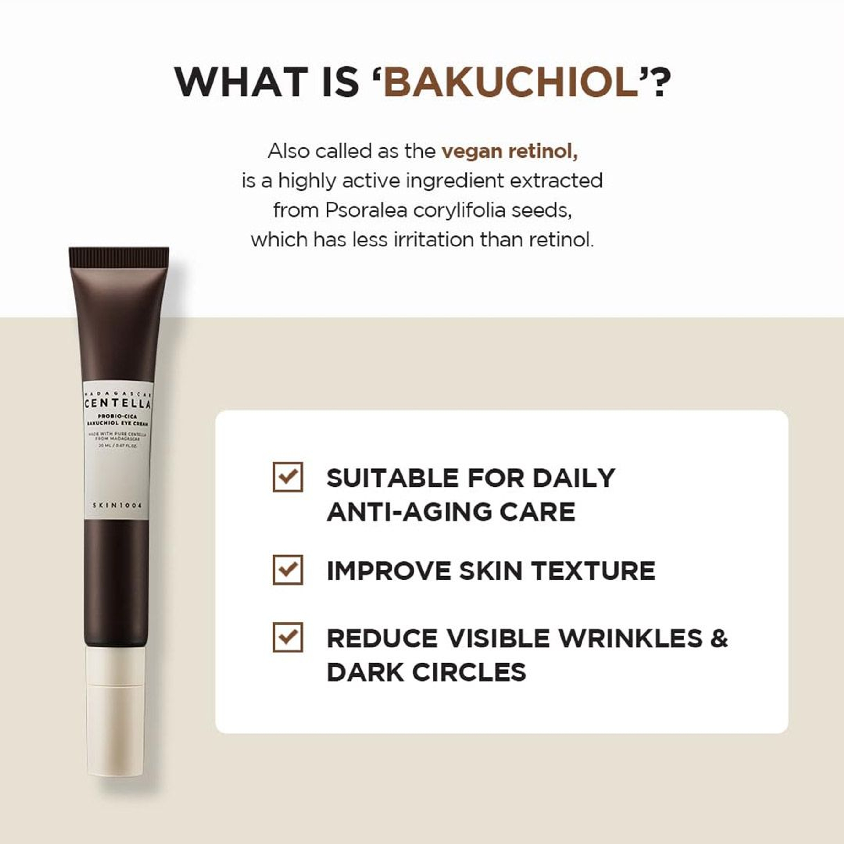 Skin1004 Centella Probio-Cica Bakuchiol Eye Cream - Hydrating Eye Treatment for Under Eye Area 0.67 fl.oz 2