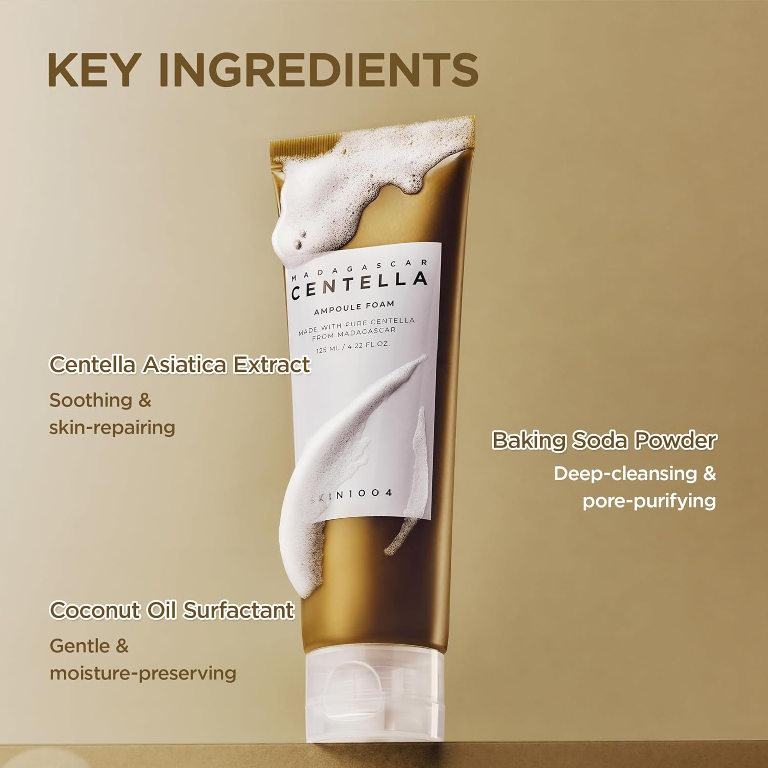 Skin1004 Madagascar Centella Ampoule Foam - Face Cleanser & Makeup Remover for Soft Skin 4.23 fl.oz 10