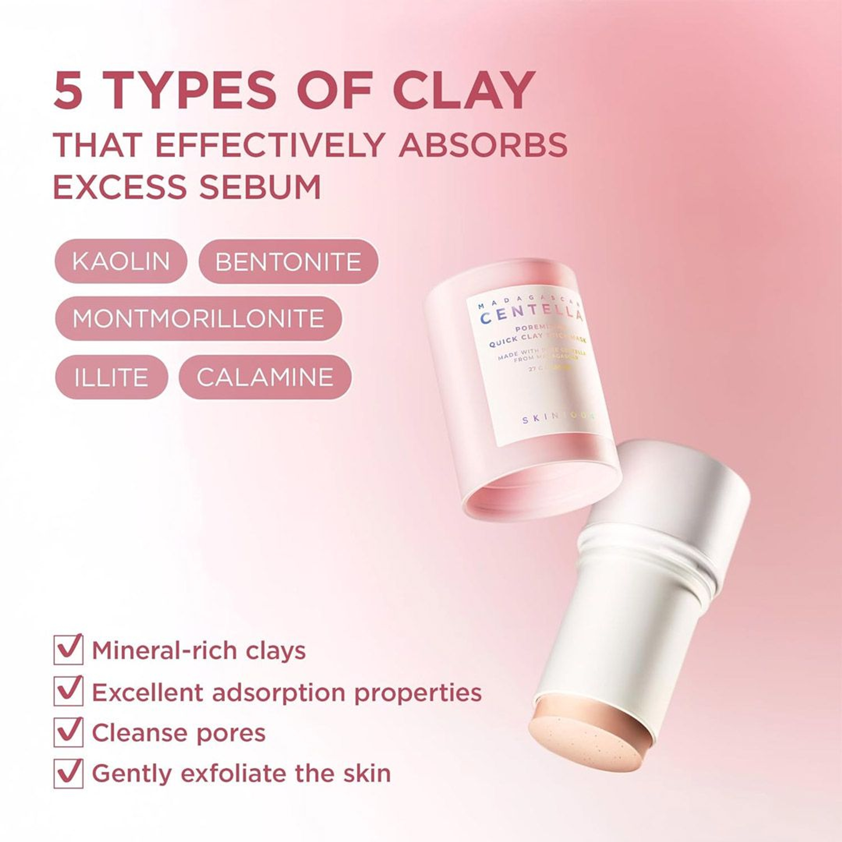 Skin1004 Poremizing Quick Clay Stick Mask - Facial Clay Mask for Pore Minimizing 0.95 fl.oz 2