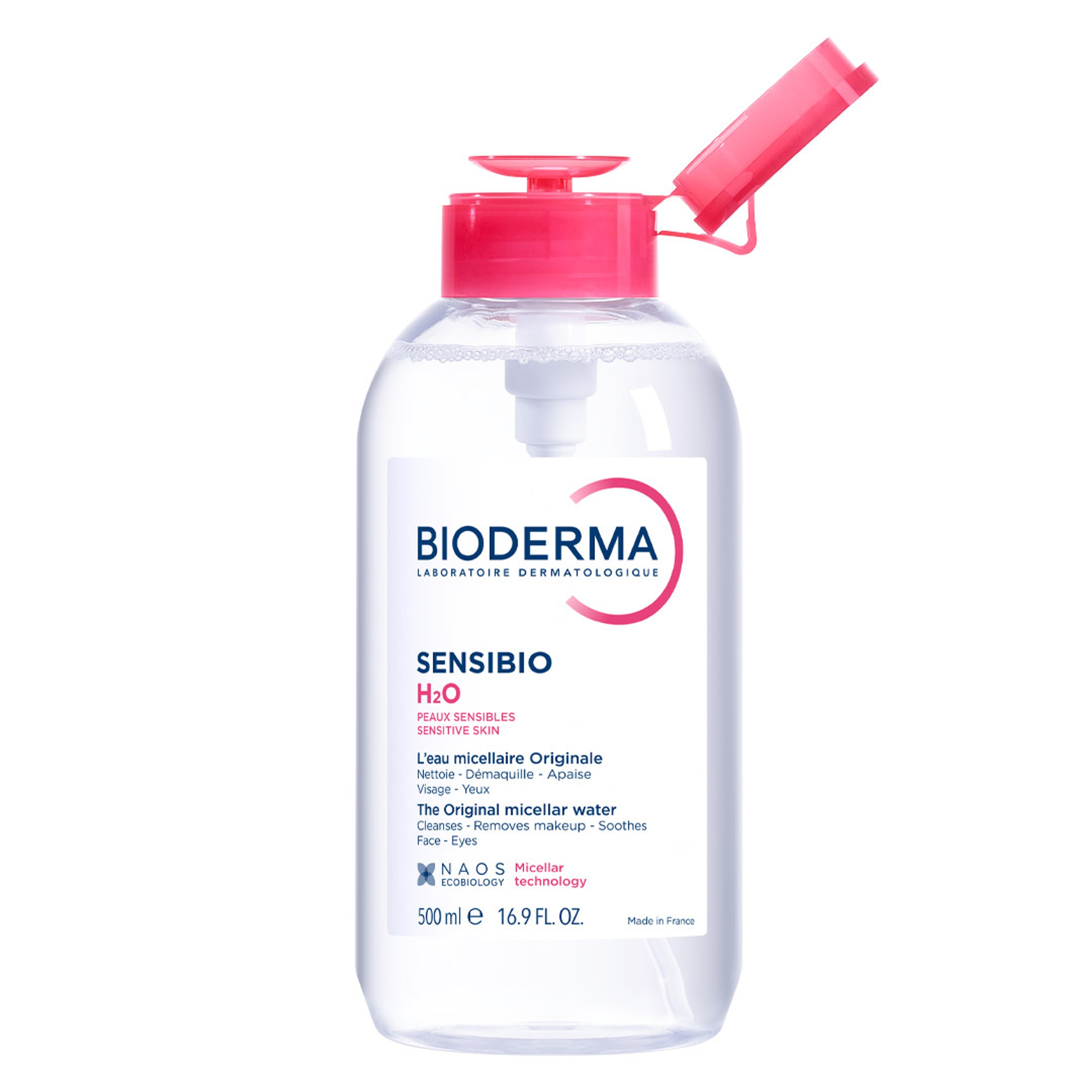 Bioderma Sensibio H2O Micellar Water 16.9 fl.oz with Pump Top - Face Cleanser for Sensitive Skin 9