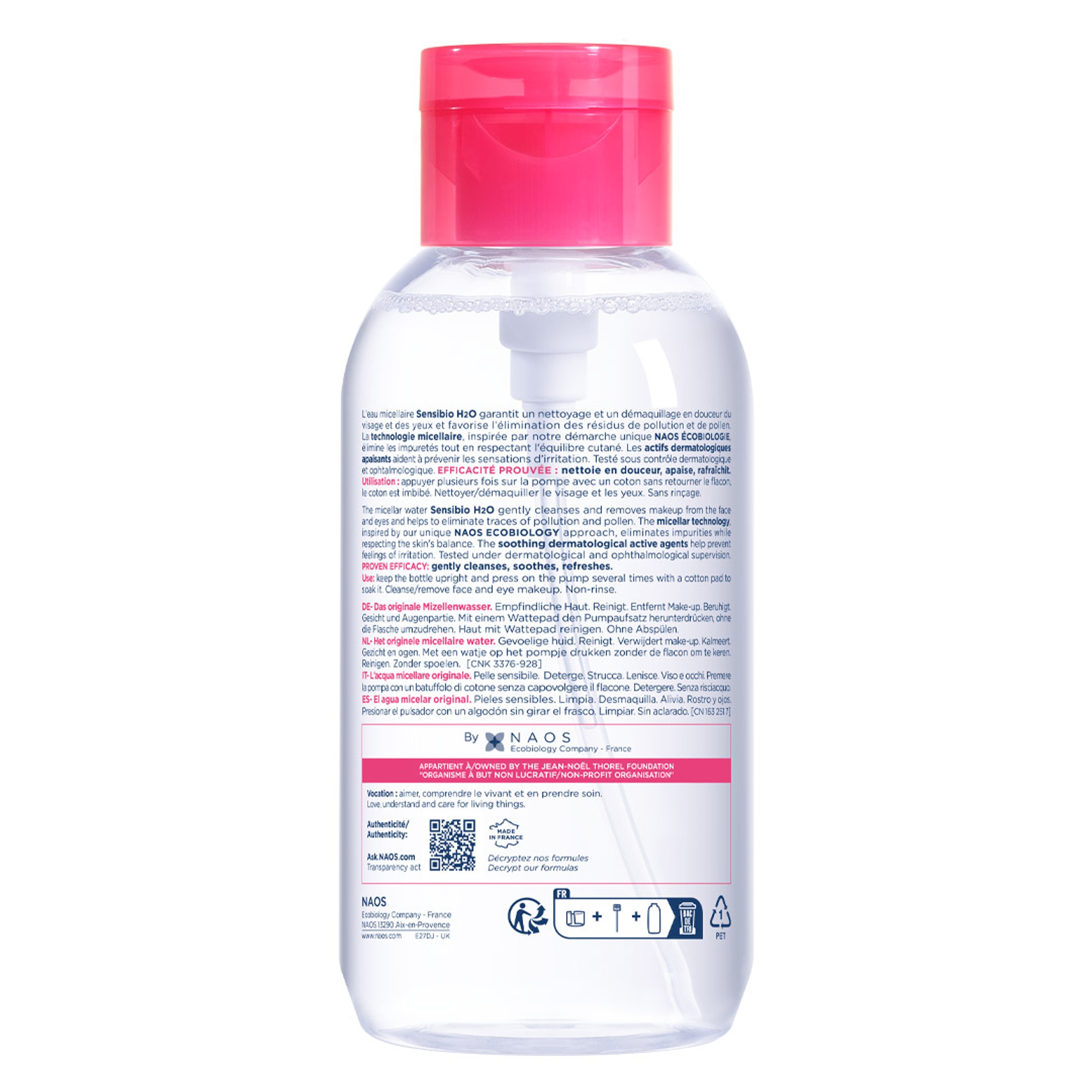 Bioderma Sensibio H2O Micellar Water 16.9 fl.oz with Pump Top - Face Cleanser for Sensitive Skin 10