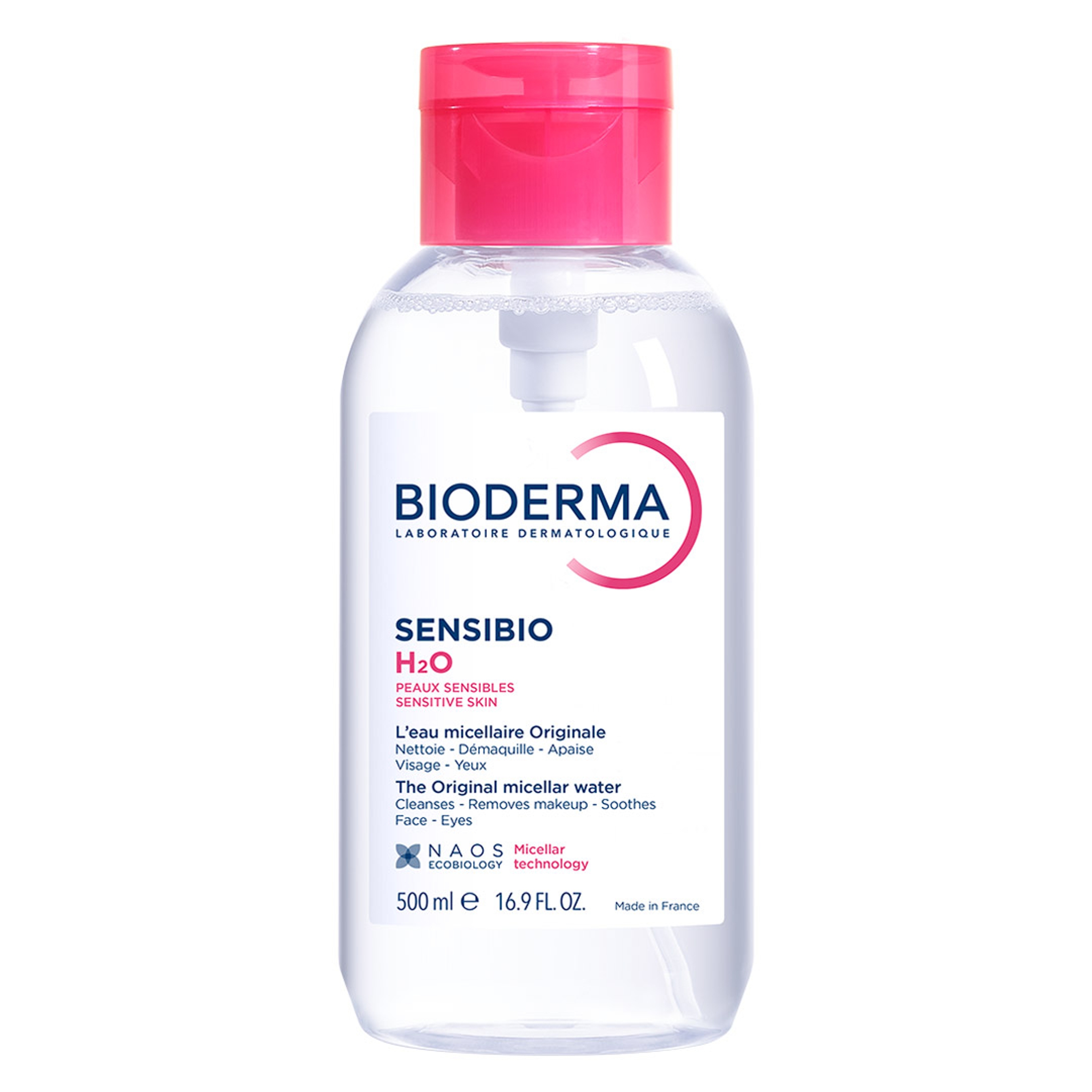Bioderma Sensibio H2O Micellar Water 16.9 fl.oz with Pump Top - Face Cleanser for Sensitive Skin 2