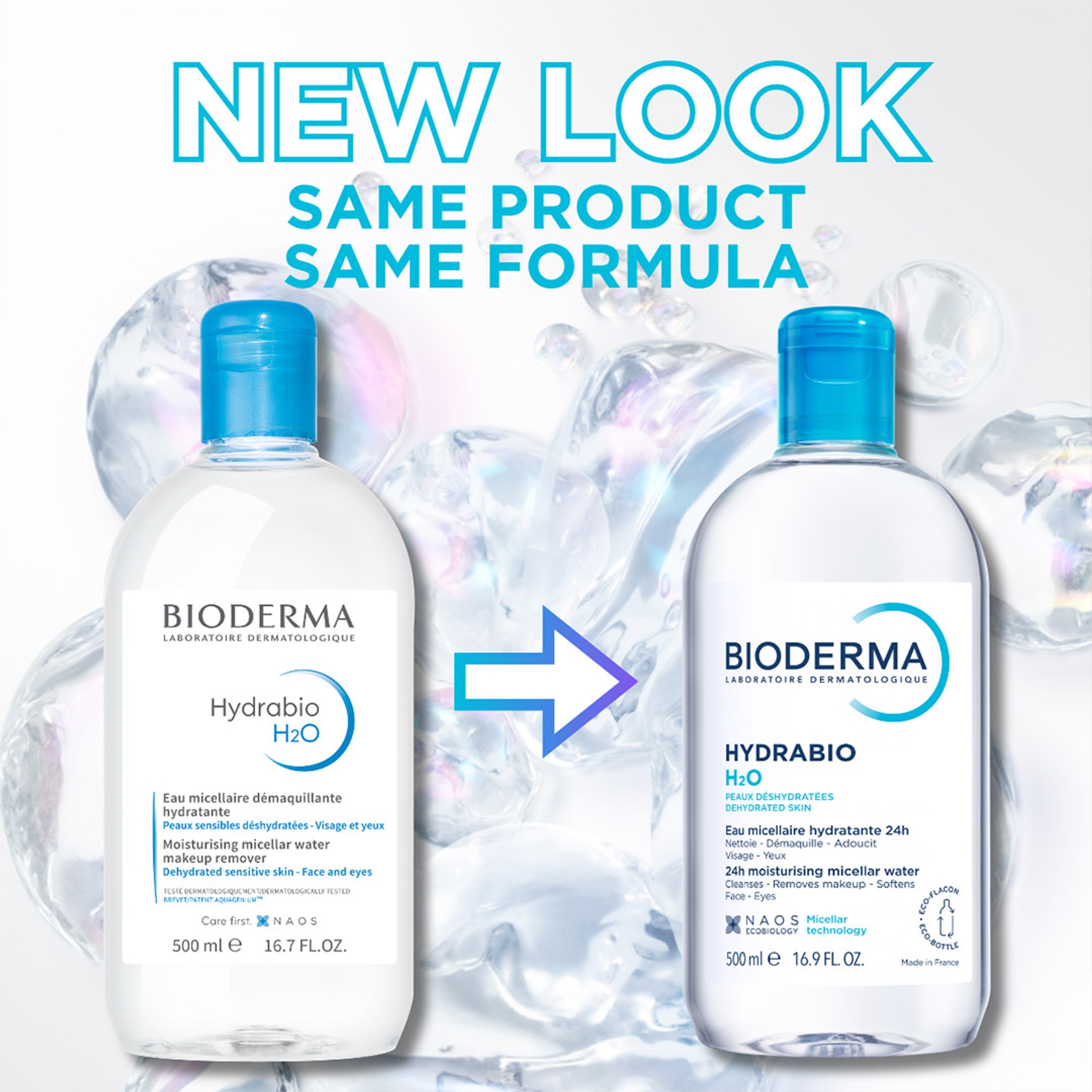 Bioderma Hydrabio H2O Micellar Water 16.9 fl.oz - Micellar Cleansing Water for Dehydrated Sensitive Skin 3