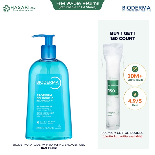 Bioderma Atoderm Hydrating Shower Gel 16.9 fl.oz - Body Wash for Normal to Dry Sensitive Skin
