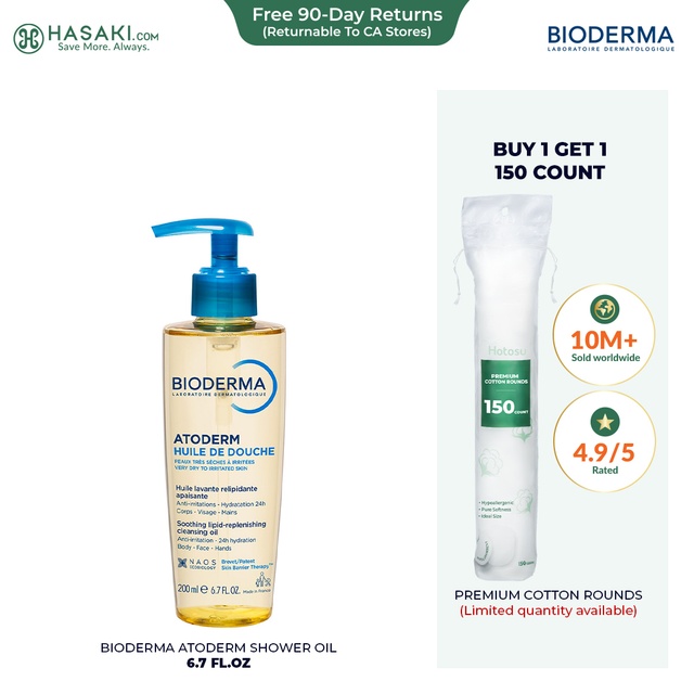 Bioderma Atoderm Shower Oil 6.7 fl.oz - Nourishing Cleansing Oil For Dry to Atopic Sensitive Skin