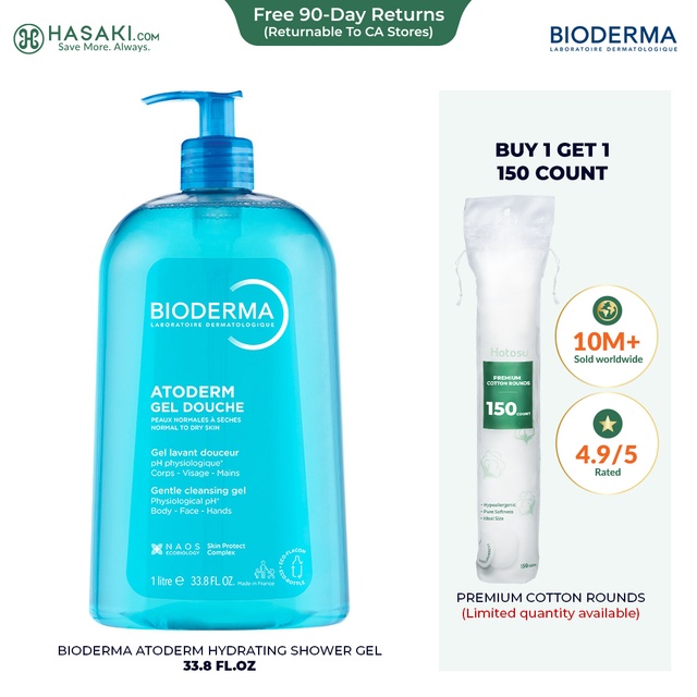 Bioderma Atoderm Hydrating Shower Gel 33.8 fl.oz - Body Wash for Normal to Dry Sensitive Skin