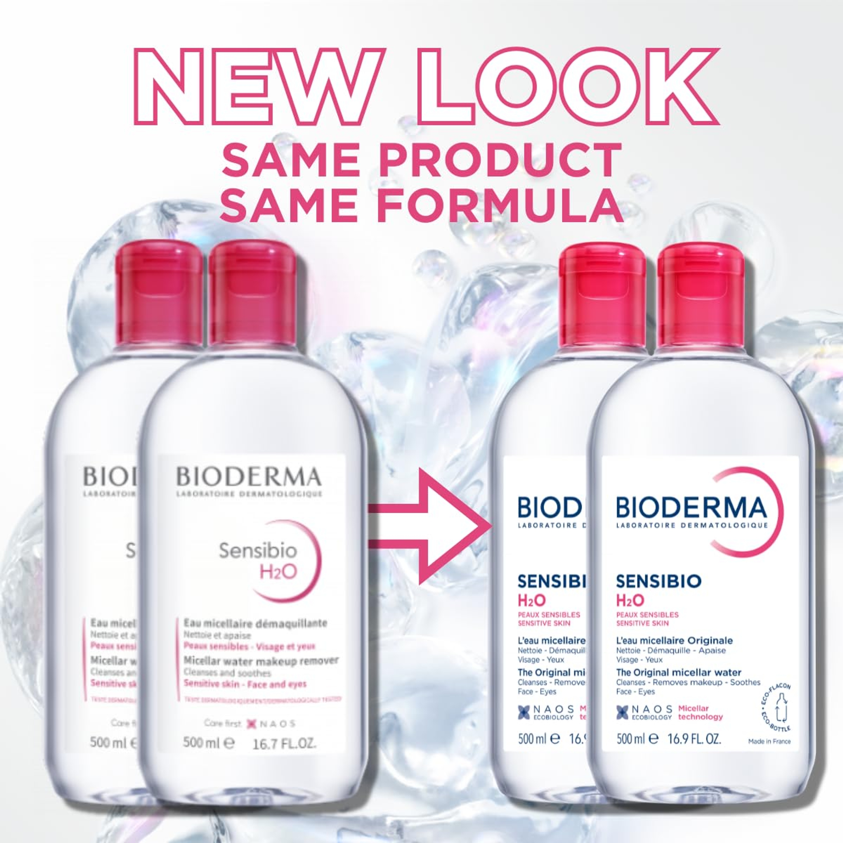 Bioderma Sensibio H2O Micellar Water 16.9 fl.oz (Pack of 2) - Face Cleanser for Sensitive Skin 3