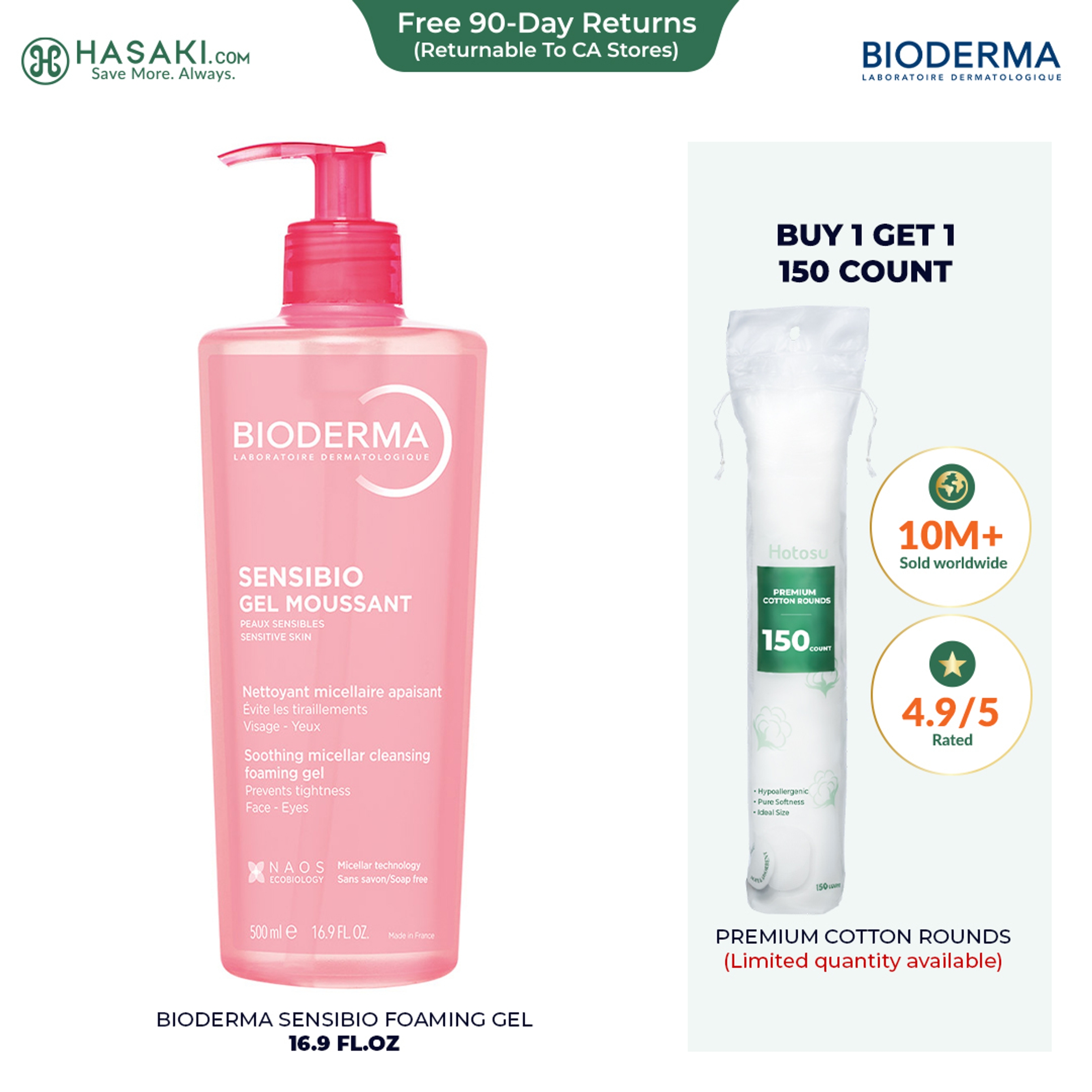 Bioderma Sensibio Foaming Gel 16.9 fl.oz - Gentle Face Cleanser for Sensitive Skin 1