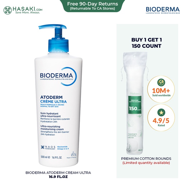 Bioderma Atoderm Cream Ultra 16.9 fl.oz - Hydrating Body Moisturizer for Normal to Dry Sensitive Skin