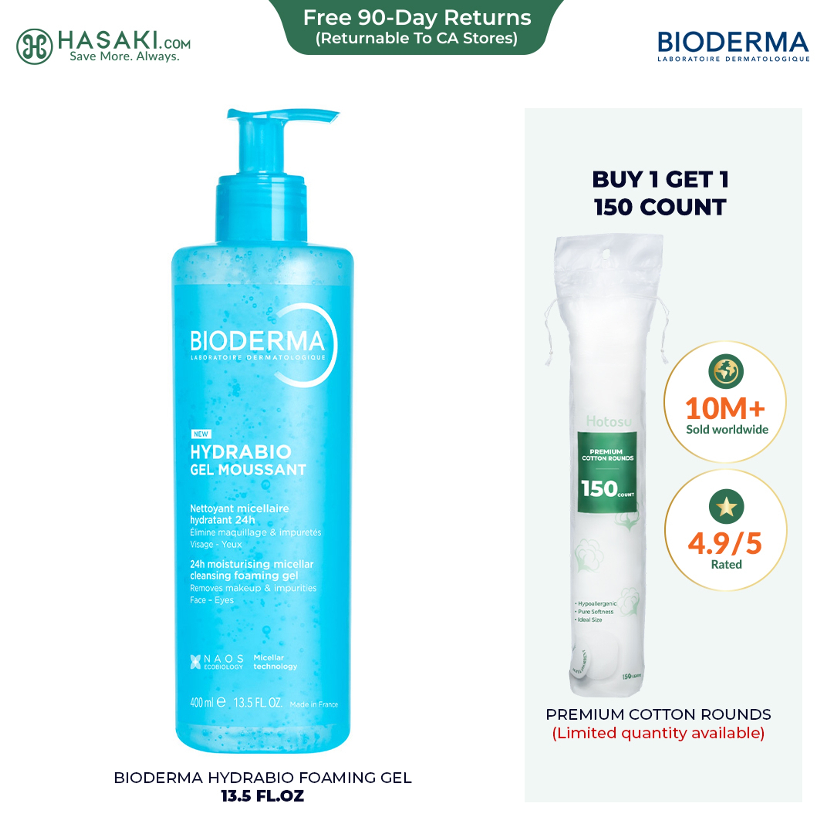 Bioderma Hydrabio Foaming Gel 13.5 fl.oz - Face Cleanser for Dehydrated Skin 1