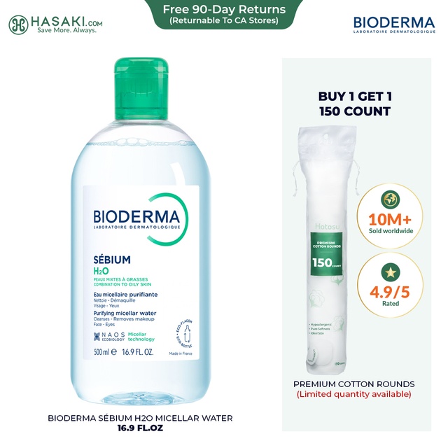 Bioderma Sébium H2O 16.9 fl.oz - Face Cleanser for Combination to Oily Skin