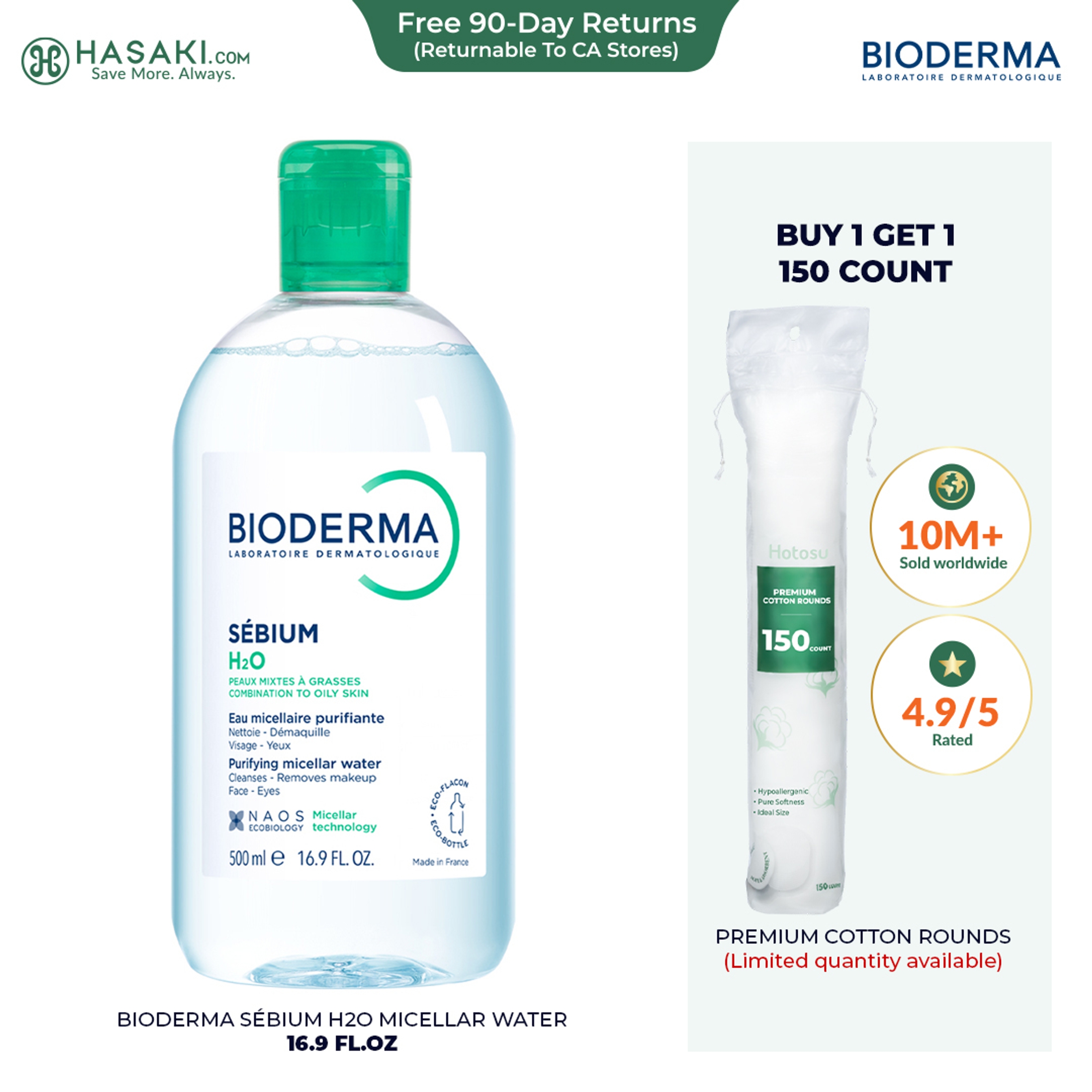 Bioderma Sébium H2O 16.9 fl.oz - Face Cleanser for Combination to Oily Skin 1