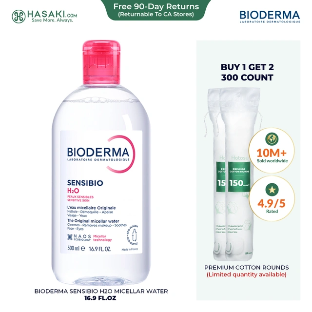 Bioderma Sensibio H2O Micellar Water 16.9 fl.oz - Face Cleanser for Sensitive Skin