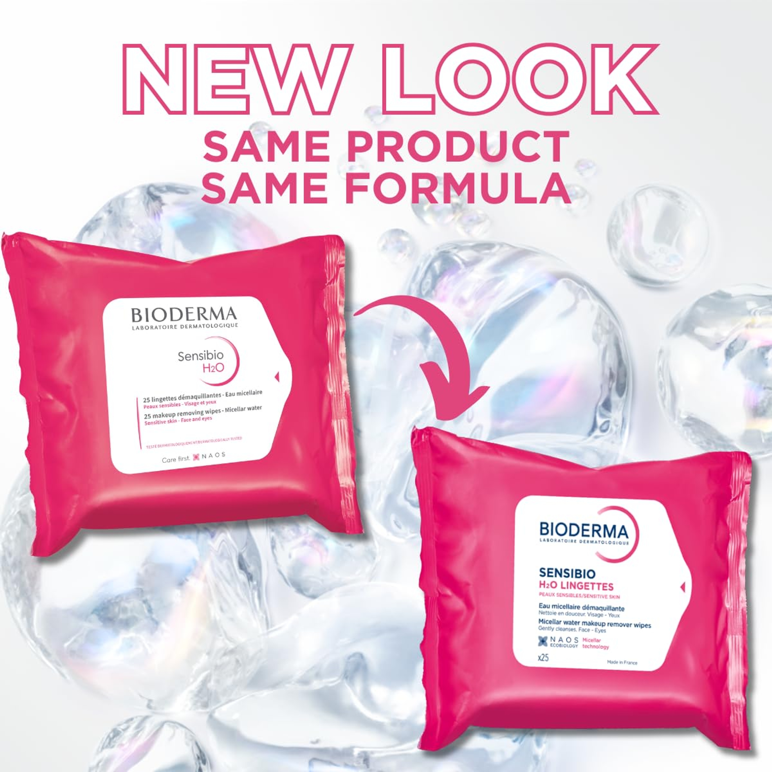 Bioderma Sensibio H2O Wipes (25 Wipes) - Cleansing and Makeup Removing for Sensitive Skin 3