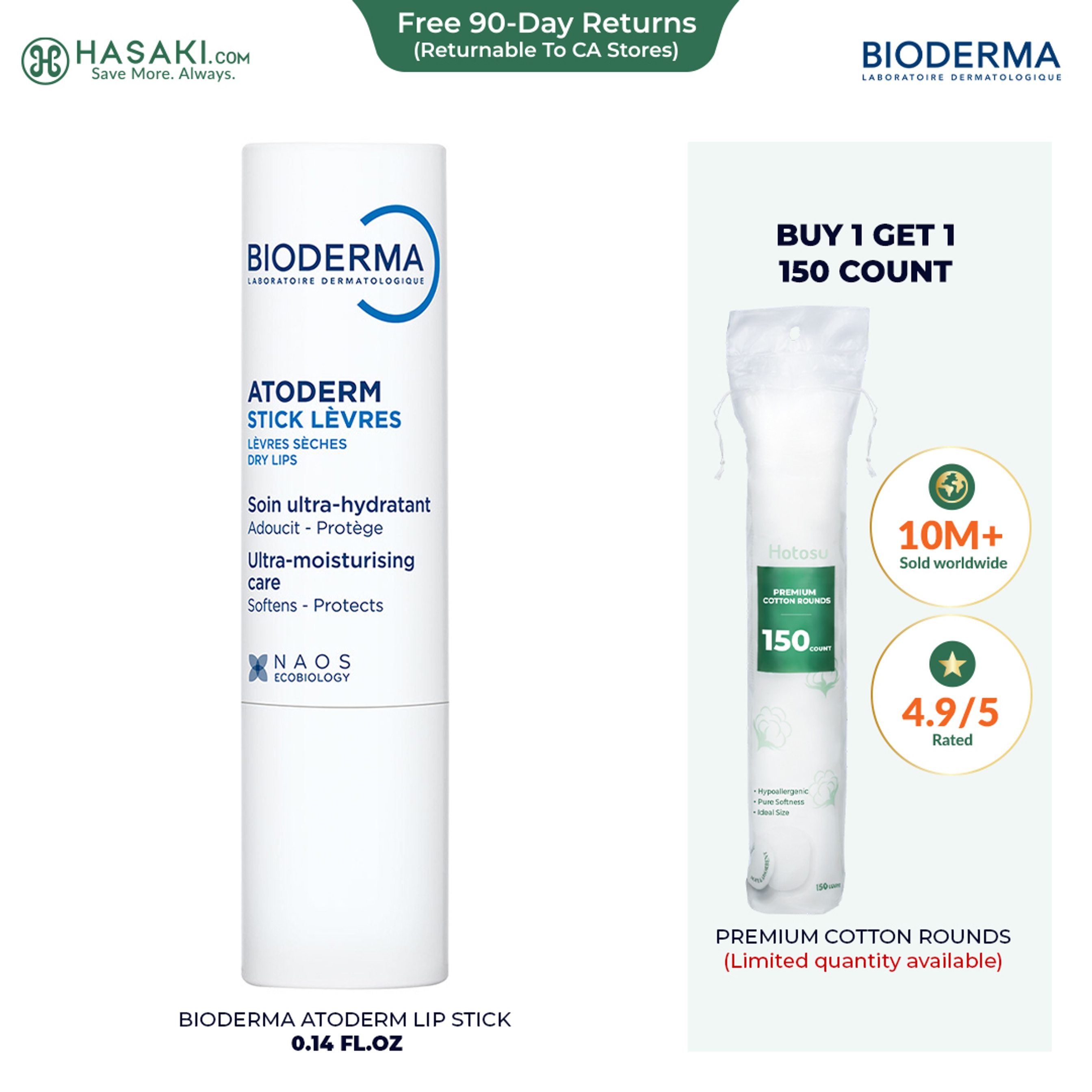 Bioderma Atoderm Lip Stick 0.14 fl.oz - Hydrating, Soothing and Renewing Lip Stick for Dry Lips 1