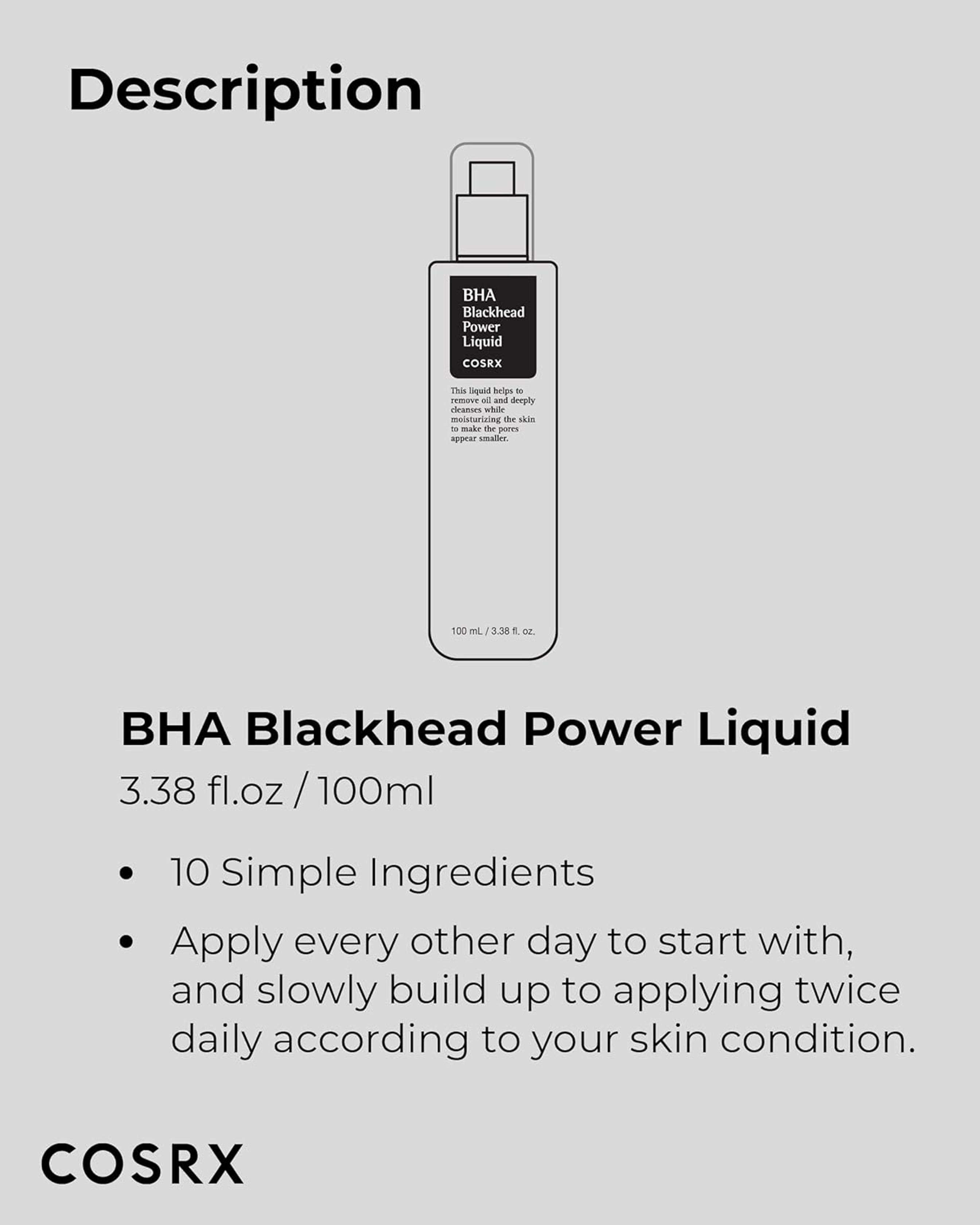 Cosrx Niacinamide 2% + BHA 4% Blackhead Exfoliant Toner 3.38 fl.oz - Blackhead Remover, Pore Minimizer for Enlarged Pores 7
