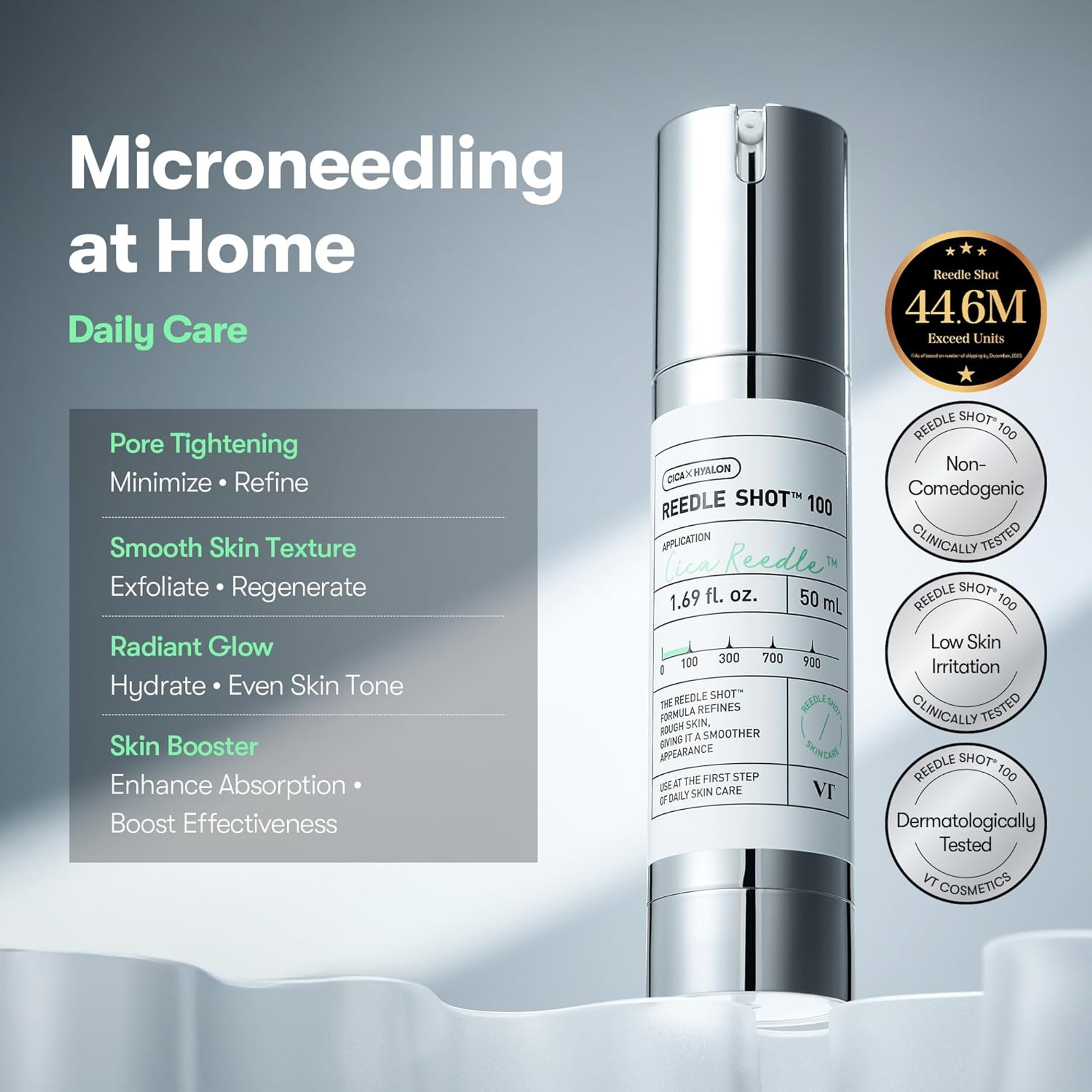 VT Cosmetics CICA Reedle Shot 100 1.69 fl.oz - Spicule Microneedling Serum for Pore Care & Exfoliation 3
