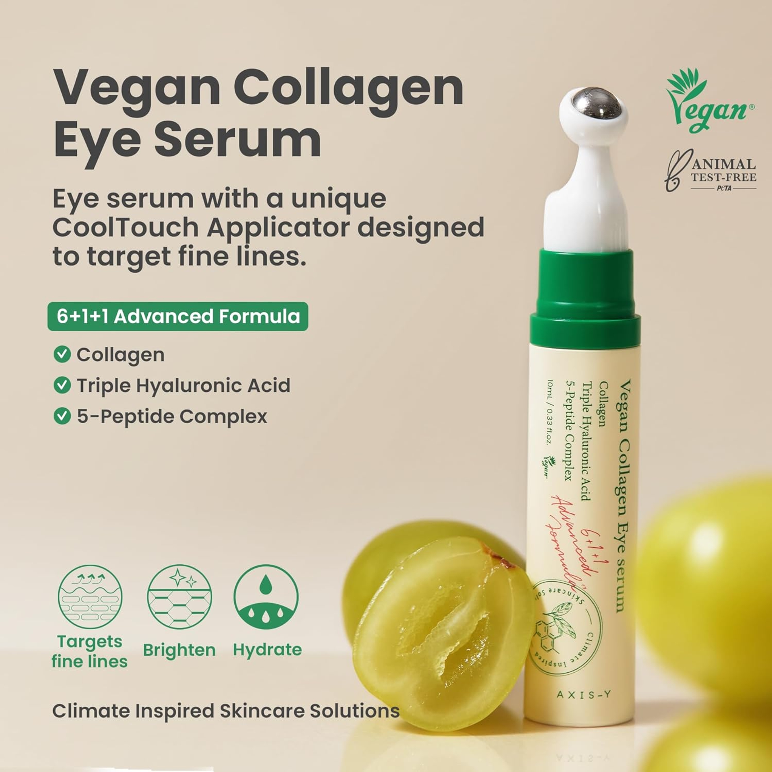 AXIS-Y Vegan Collagen Eye Serum 0.33 fl.oz - Triple Hyaluronic Acid & Peptide Collagen Eye Cream 2