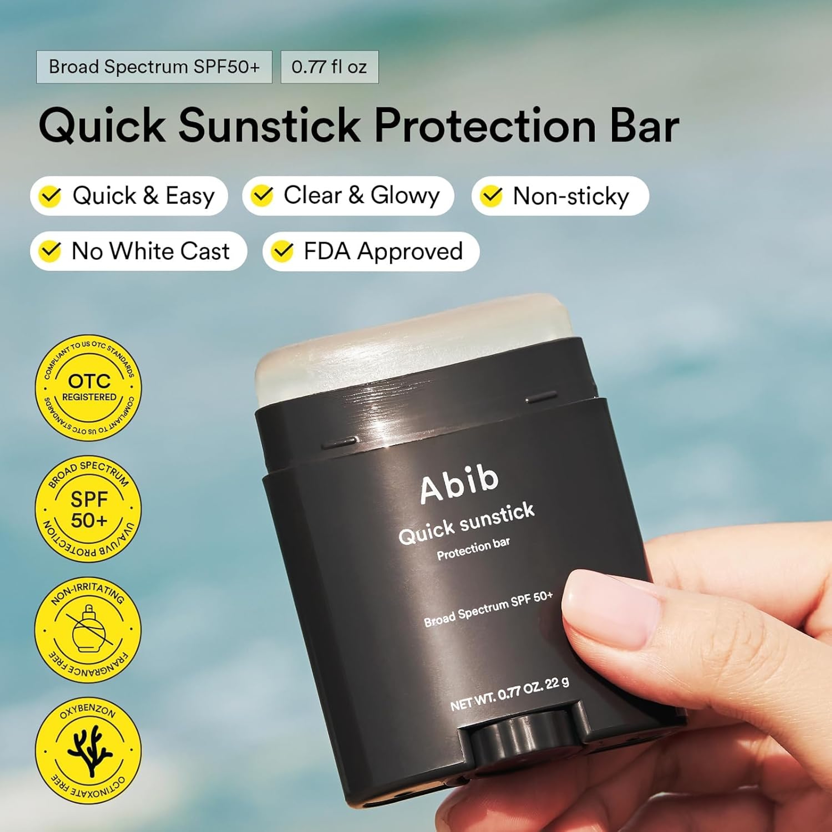 Abib Quick Sunstick Protection Bar SPF50+ Broad Spectrum 0.77 oz - Glowy Sunscreen Stick for Dry & Sensitive Skin 3