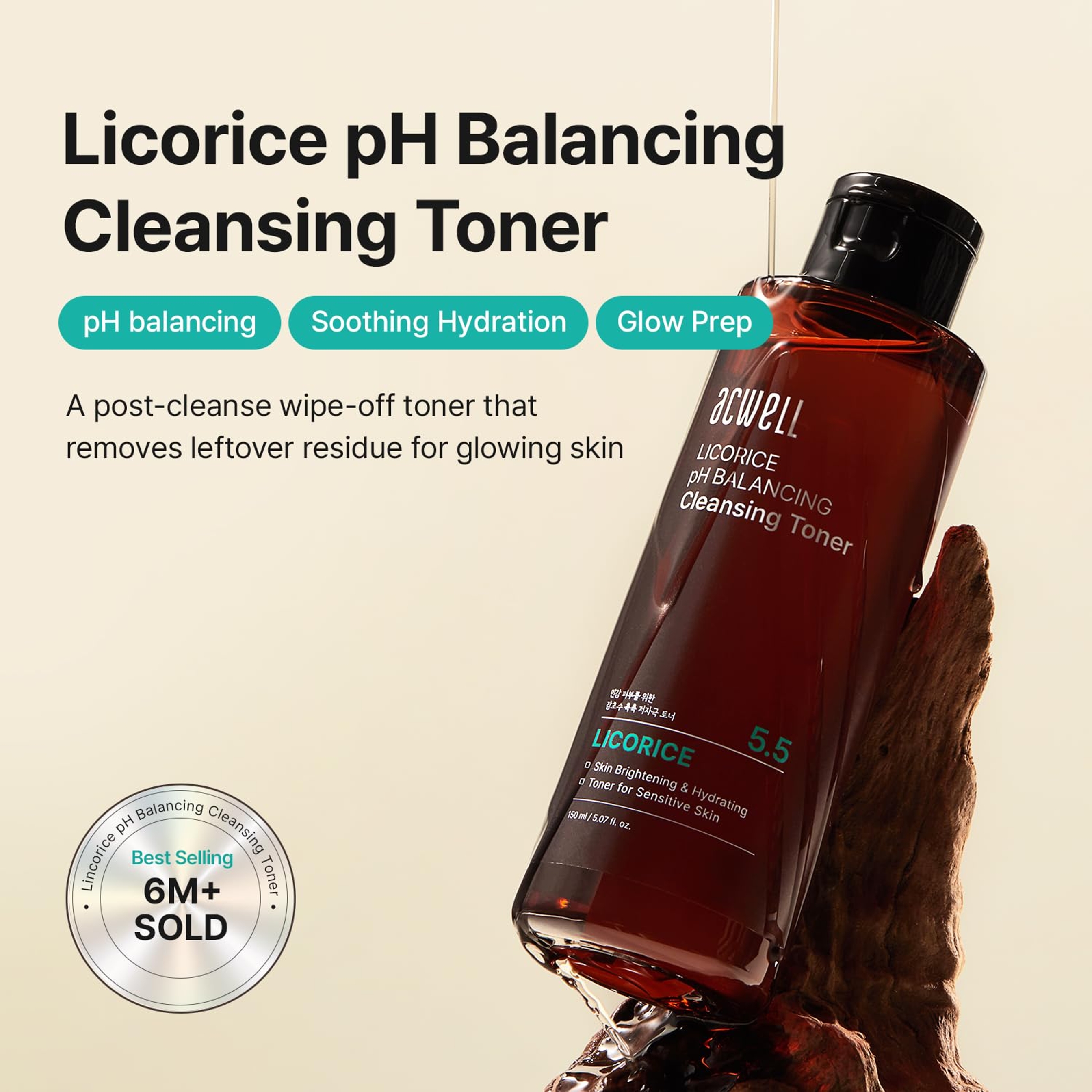 Acwell Licorice pH 5.5 Balancing Cleansing Toner - Skin Clarifying & Hydration Boosting Toner for Sensitive Skin 5.07 fl.oz 2
