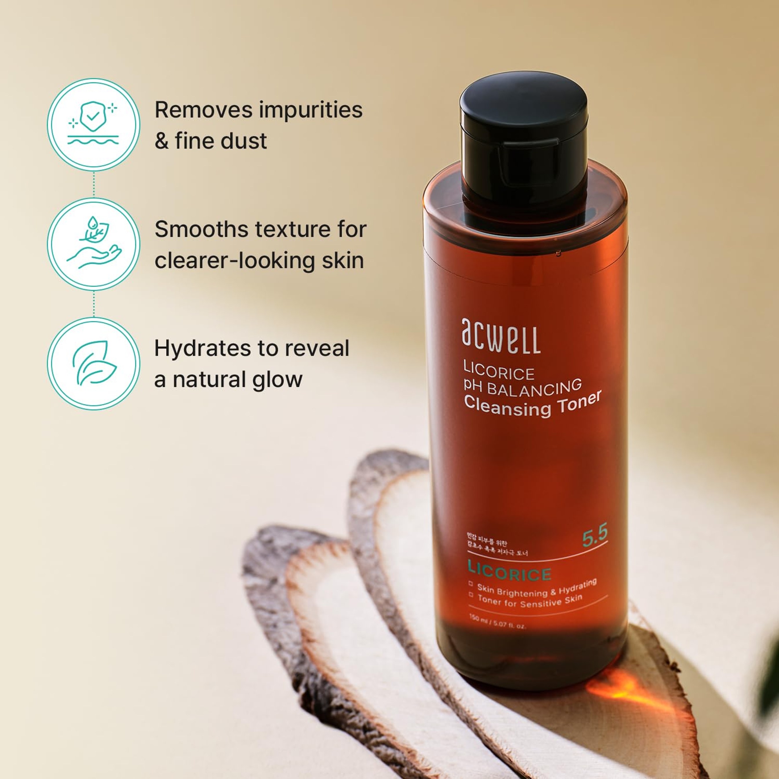Acwell Licorice pH 5.5 Balancing Cleansing Toner - Skin Clarifying & Hydration Boosting Toner for Sensitive Skin 5.07 fl.oz 3