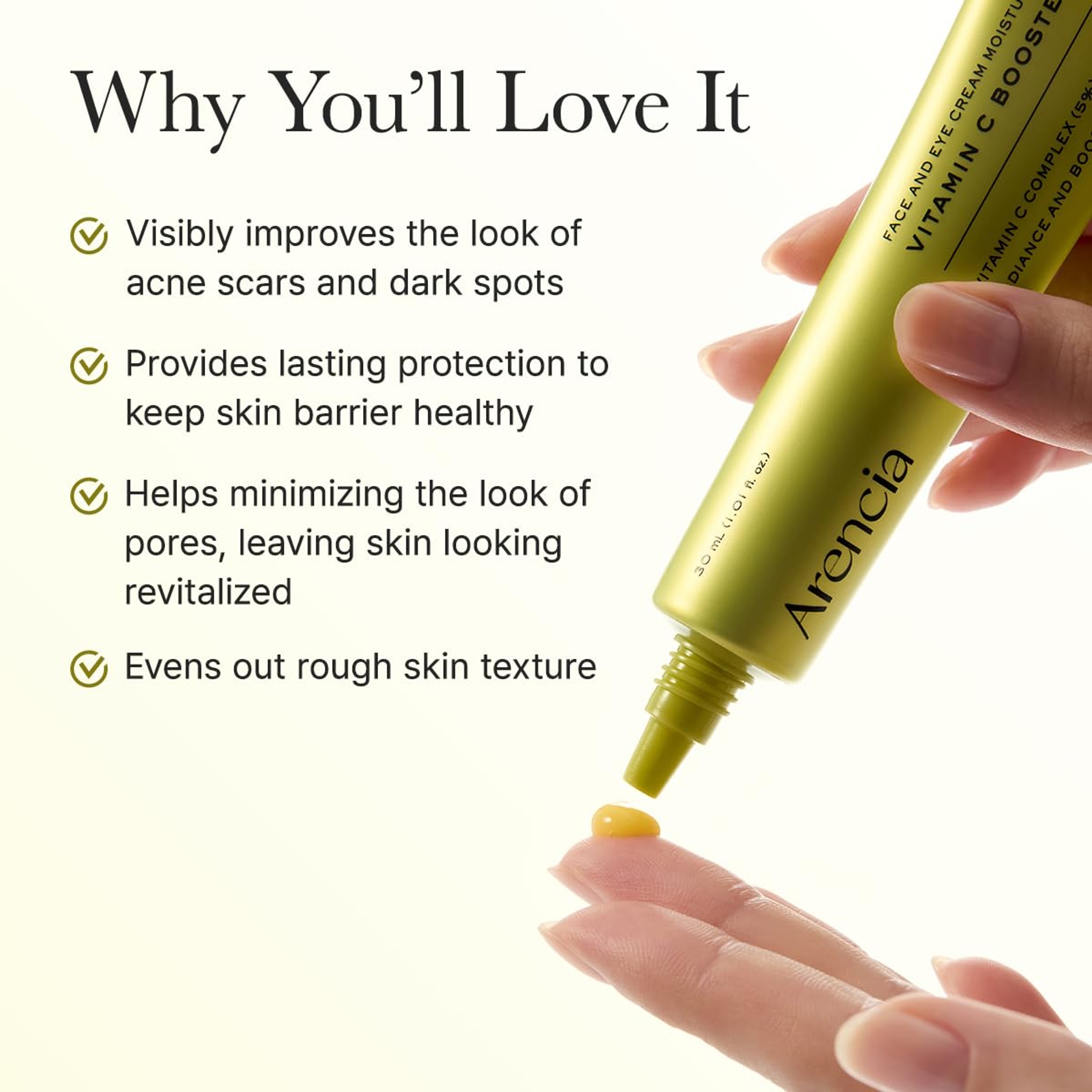 Arencia Vitamin C Booster Shot 1.01 fl.oz - Face & Eye Cream Moisturizer for Dark Spot Care, Fine Lines & Wrinkles 3