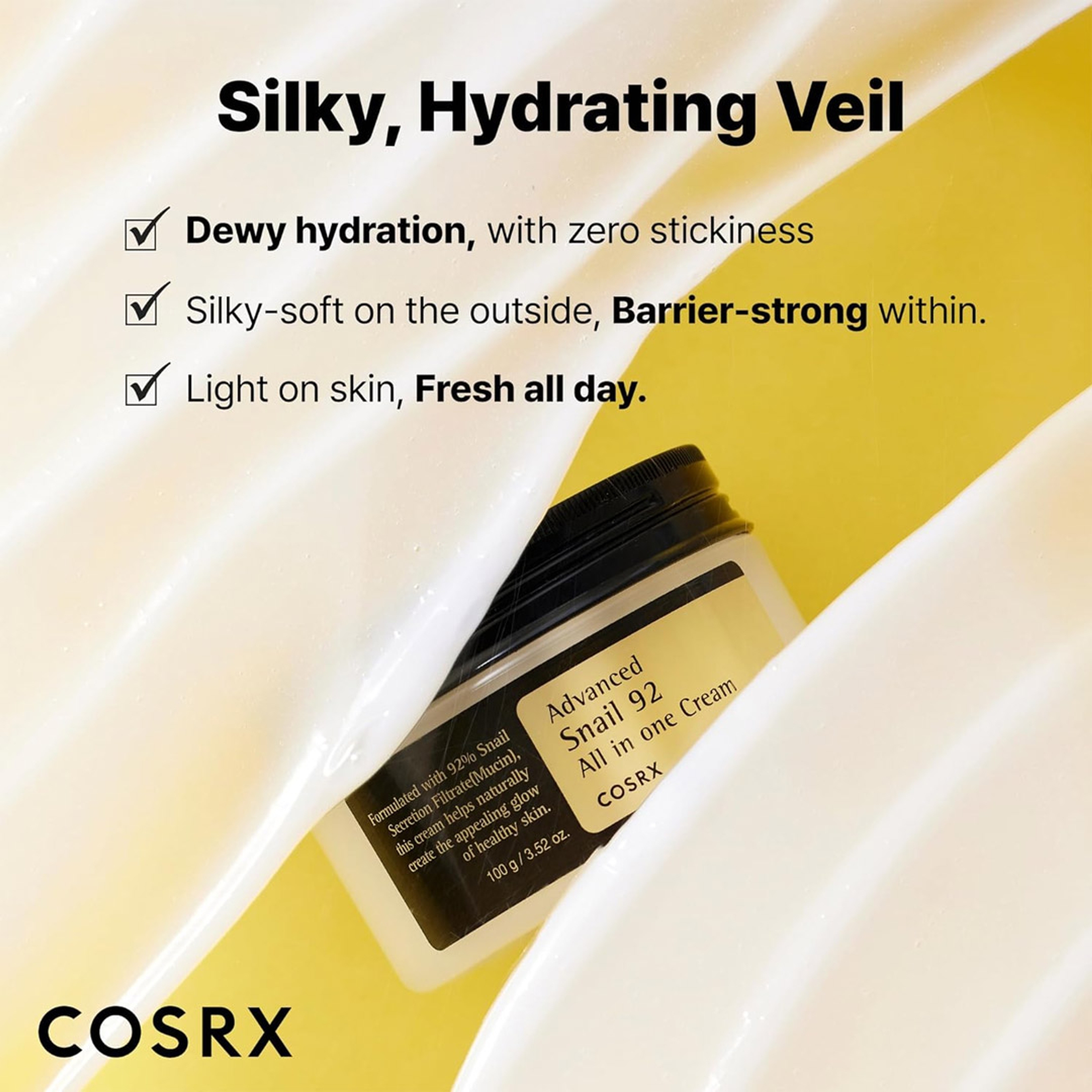 Cosrx Advanced Snail 92 All in One Cream 3.52 oz -  Lightweight Moisturing Cream for Soft, Glowy Skin 5