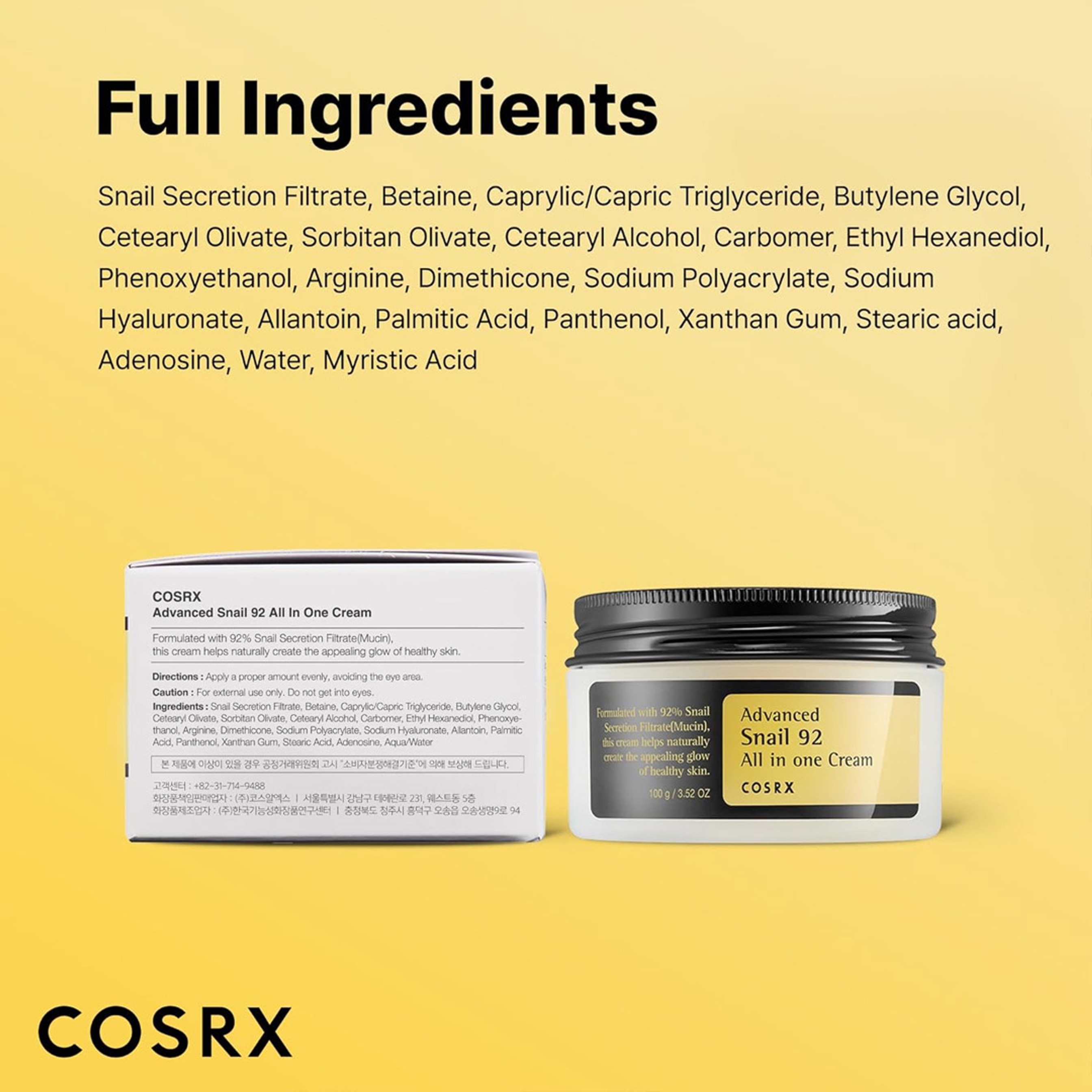 Cosrx Advanced Snail 92 All in One Cream 3.52 oz -  Lightweight Moisturing Cream for Soft, Glowy Skin 8