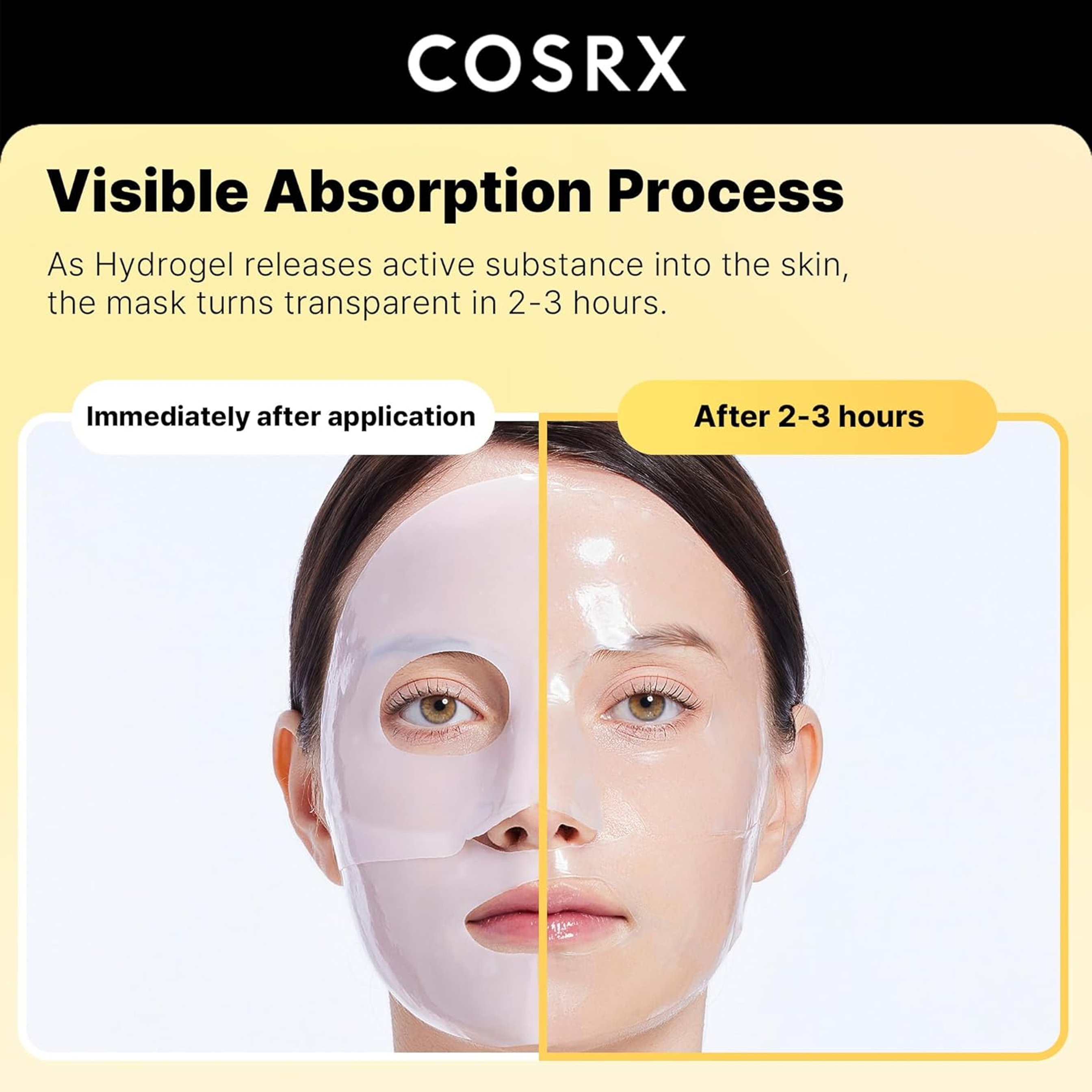 Cosrx Advanced Snail Mucin Glass Glow Hydrogel Mask 1.19 oz (Pack of 3) - Overnight Collagen Face Mask 3