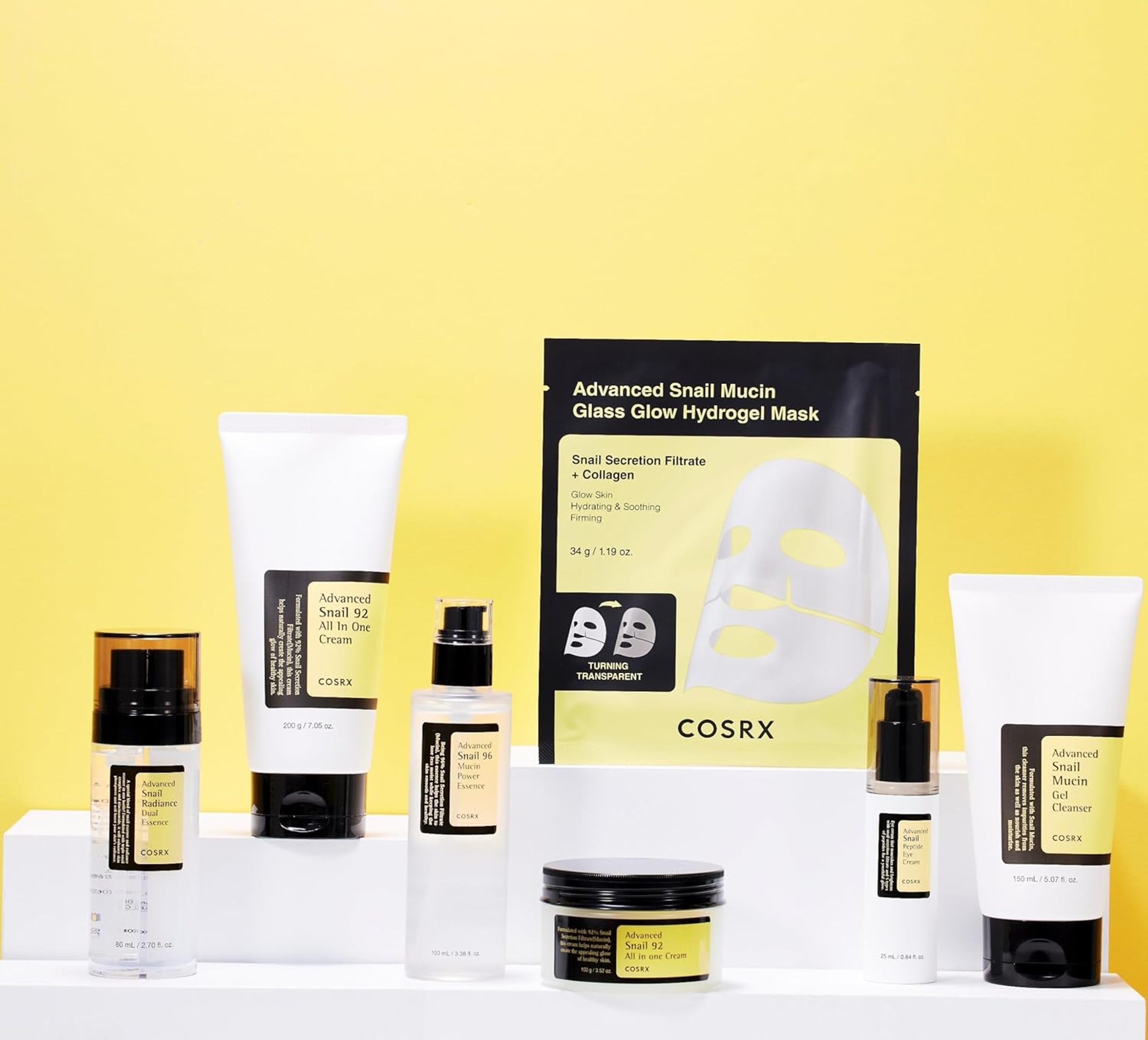 Cosrx Advanced Snail Mucin Glass Glow Hydrogel Mask 1.19 oz (Pack of 3) - Overnight Collagen Face Mask 8
