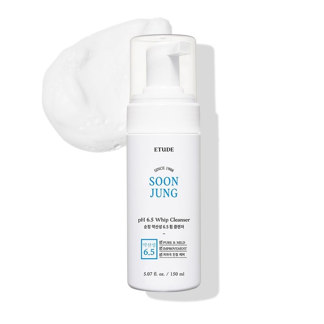 Etude SoonJung pH 6.5 Whip Cleanser - Mild Micro Foaming Face Wash for Sensitive Skin 5.07 fl.oz