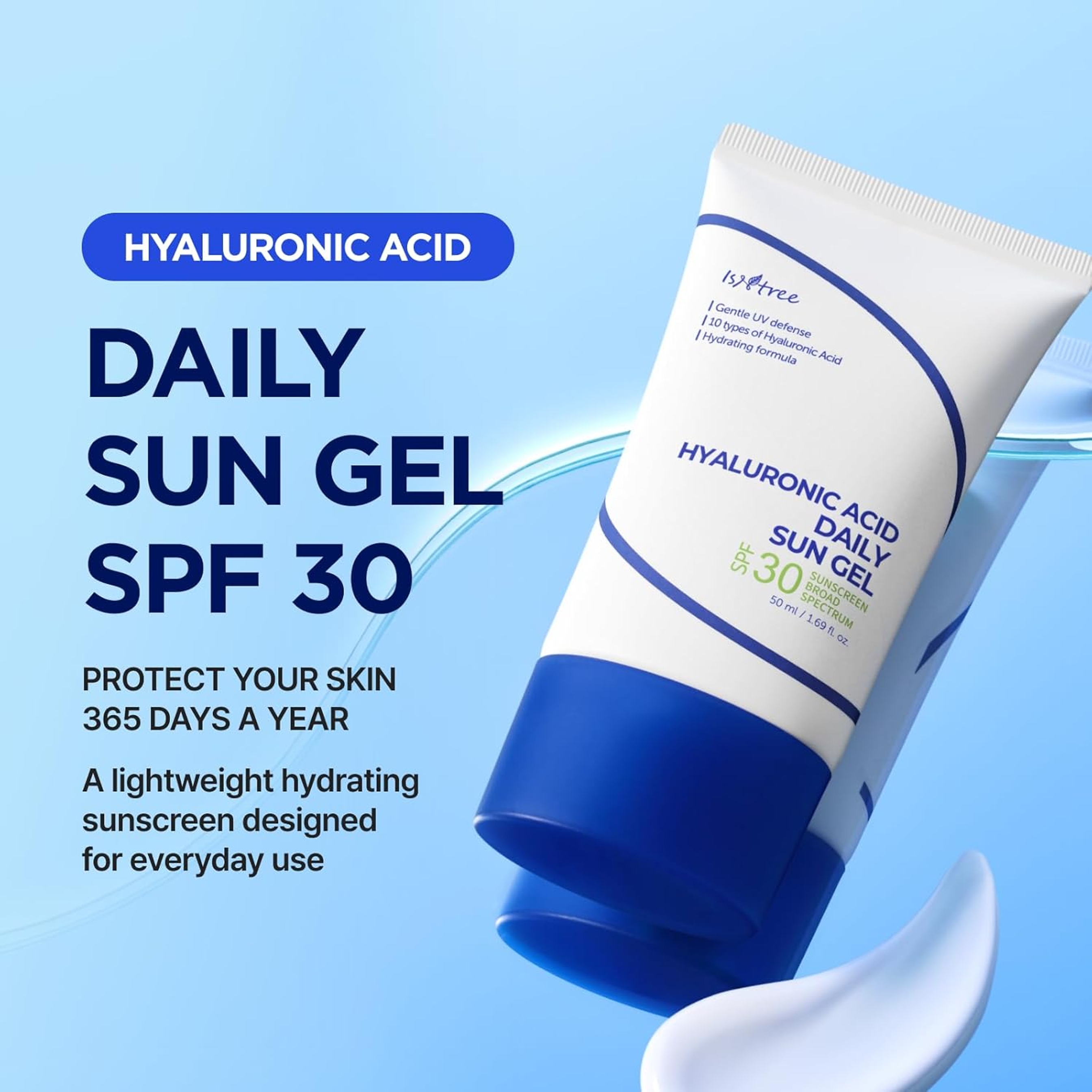 Isntree Hyaluronic Acid Daily Sun Gel - Broad Spectrum SPF 30 Sunscreen 1.69 fl.oz 2